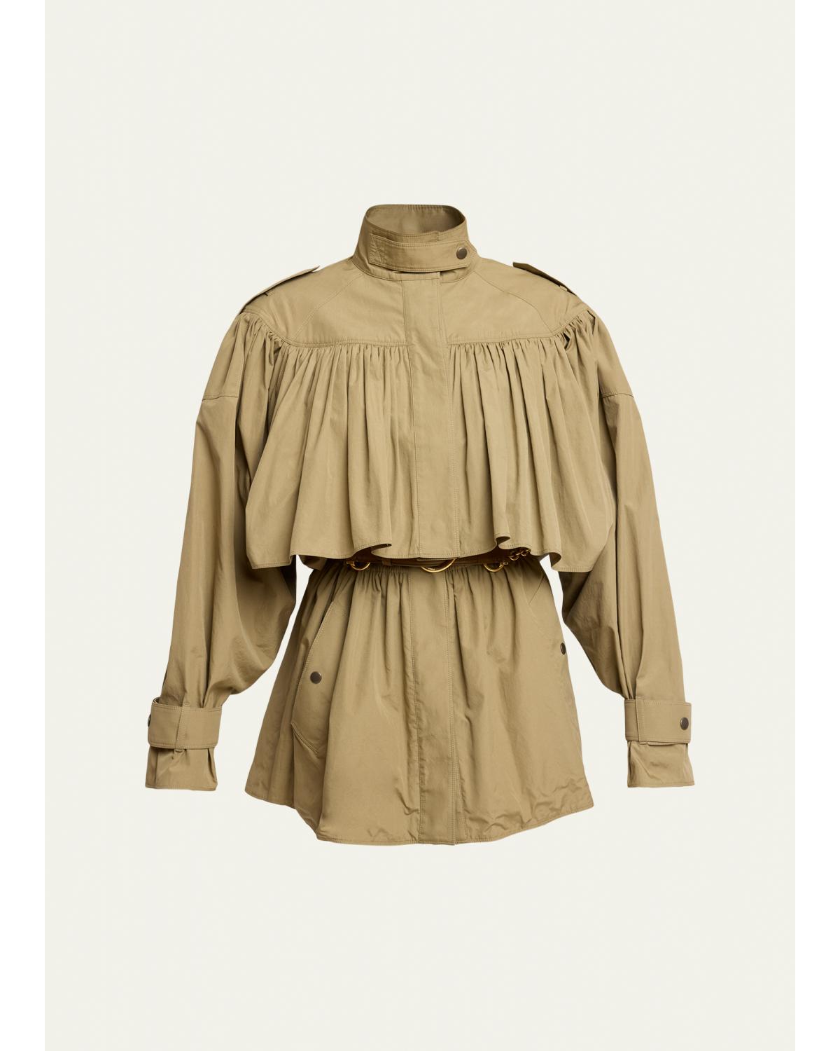Gathered Ruffle Short Trench Coat