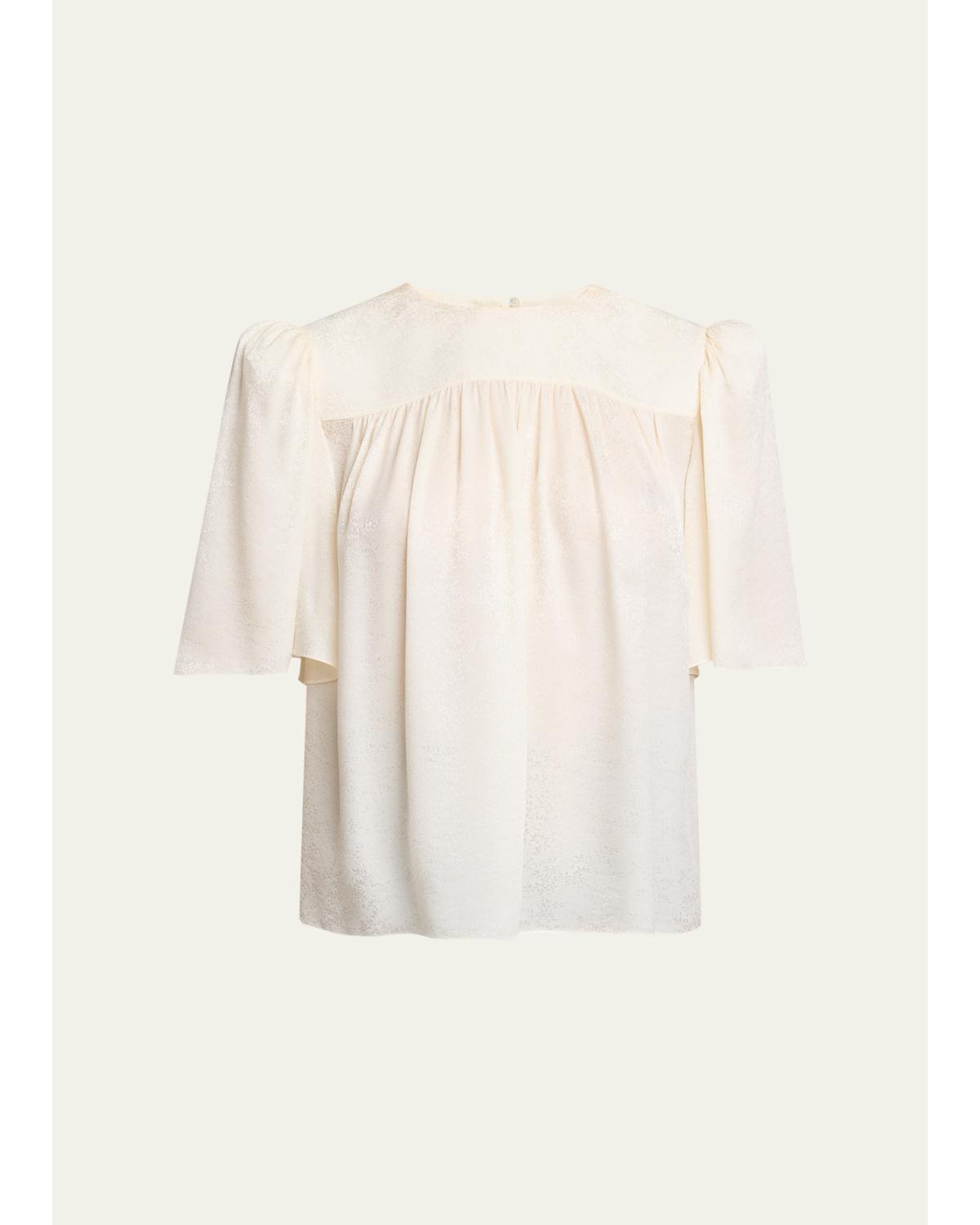 Strong-Shoulder Floral Top