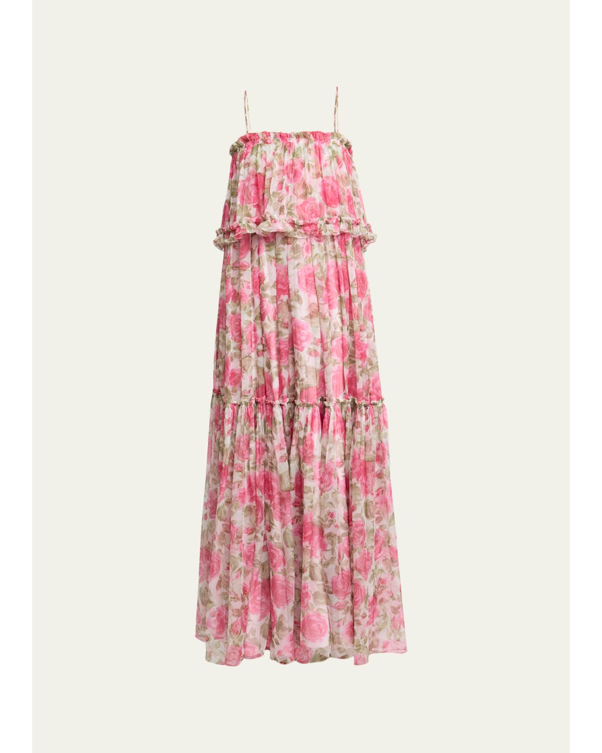 Chlo Long Silk Muslin Dress - Woman Dresses Pink Fr - 36