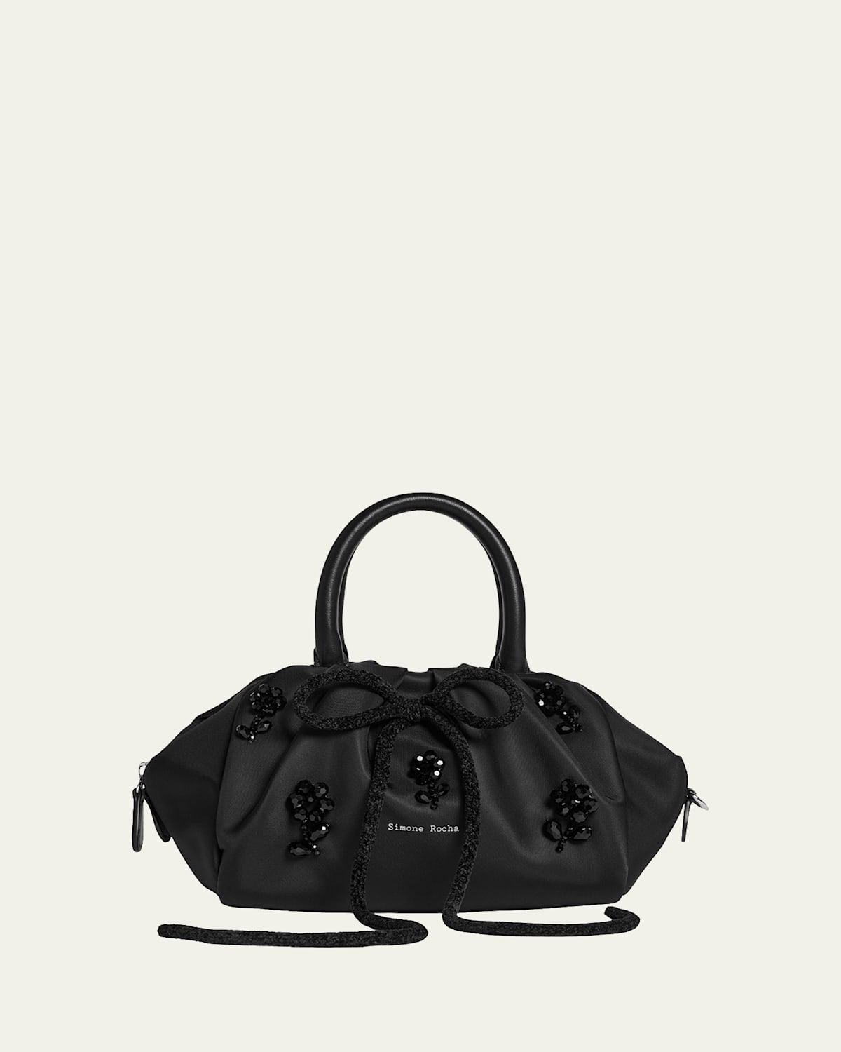 Simone Rocha Beaded Bow-Front Gathered Top-Handle Bag