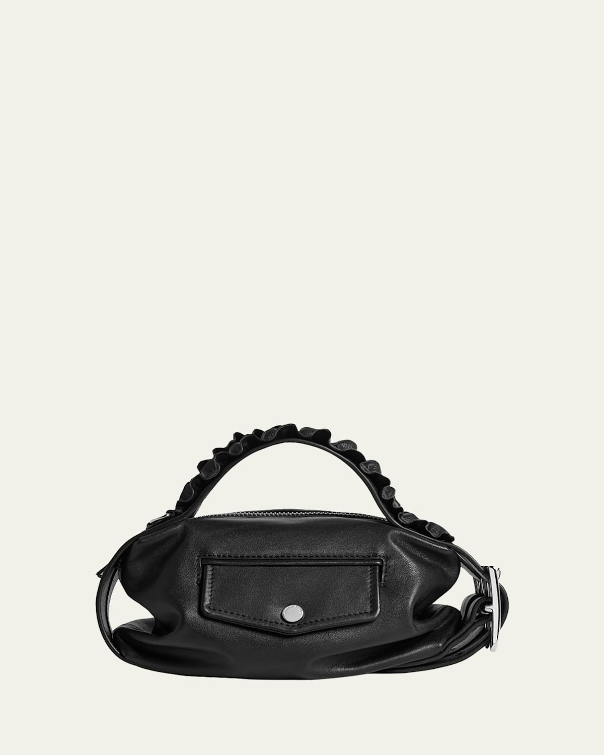 Simone Rocha Biker Mini Ruffle-Trim Leather Top-Handle Bag