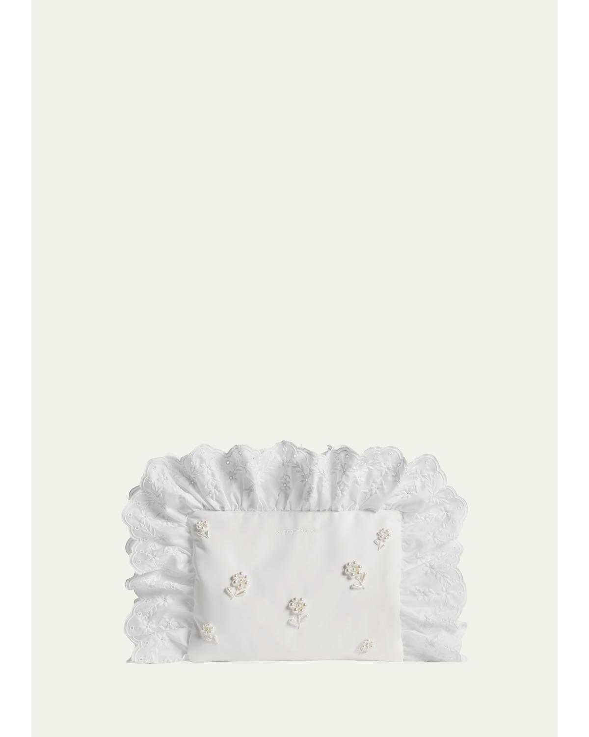 Simone Rocha Beaded Ruffle-Trim Pillowcase Clutch Bag