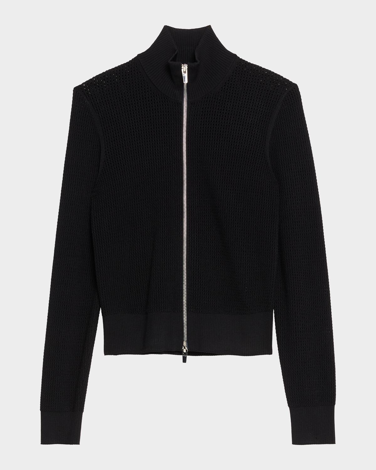 Jax Open-Work Zip Cardigan