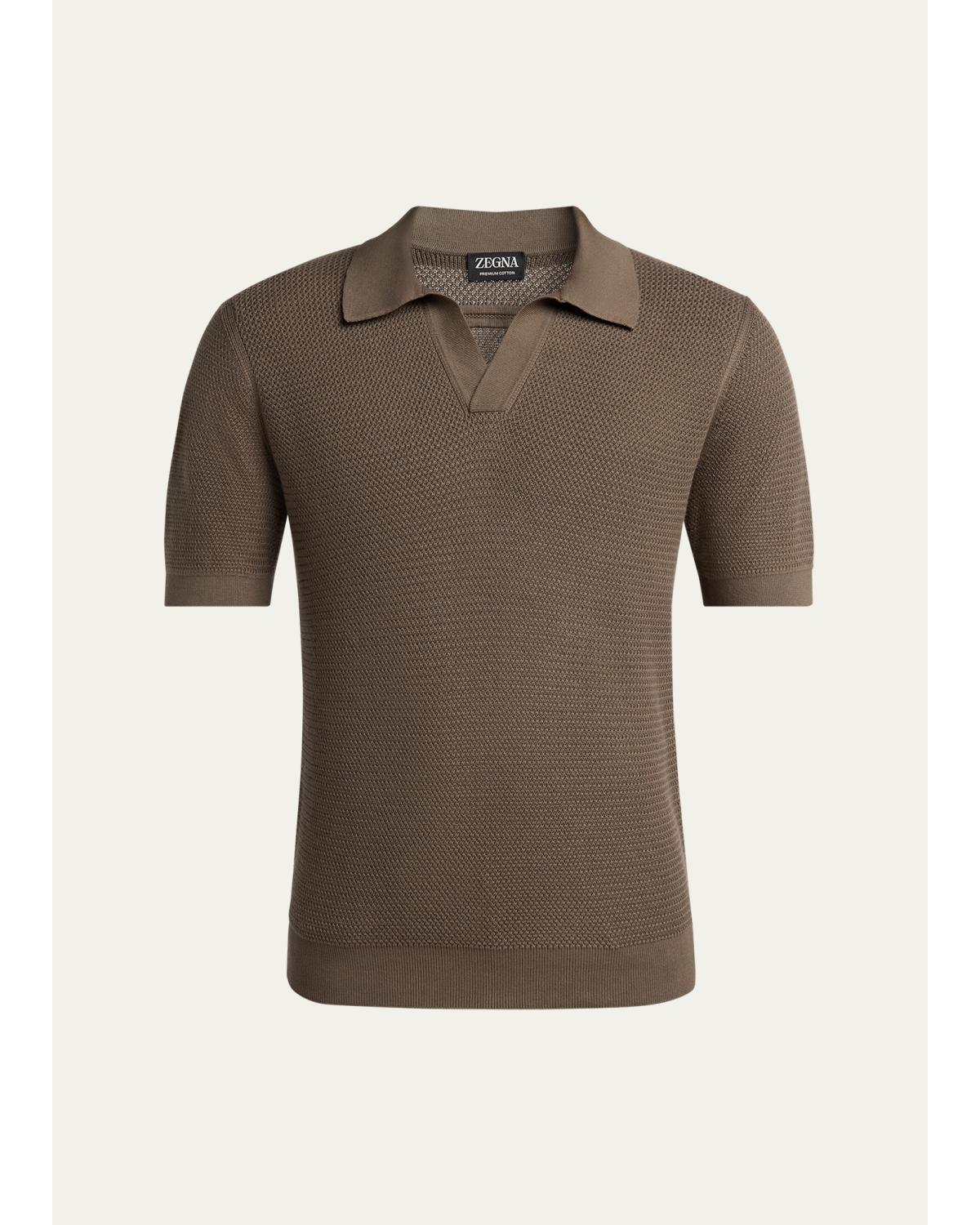 Men'S Premium Cotton Knit Johnny Collar Polo Sweater