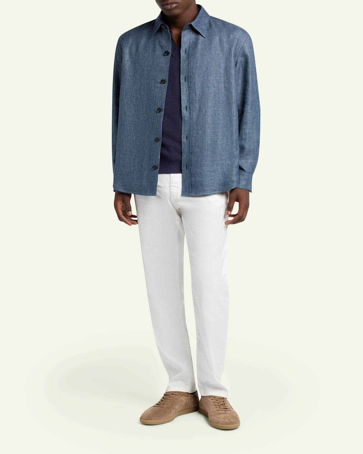 Men'S Cashmere Linen And Silk Overshirt