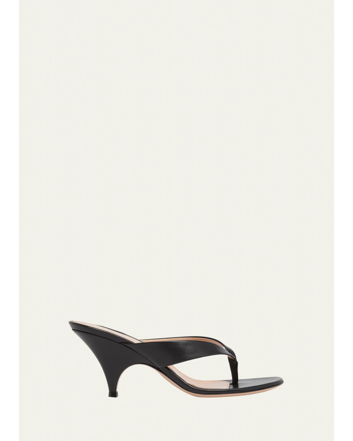 70mm Sofia Leather Thong Sandals