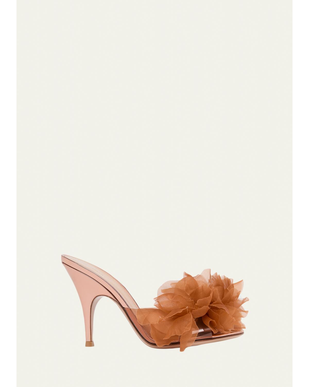 95mm Flower Plexi Mule Sandals