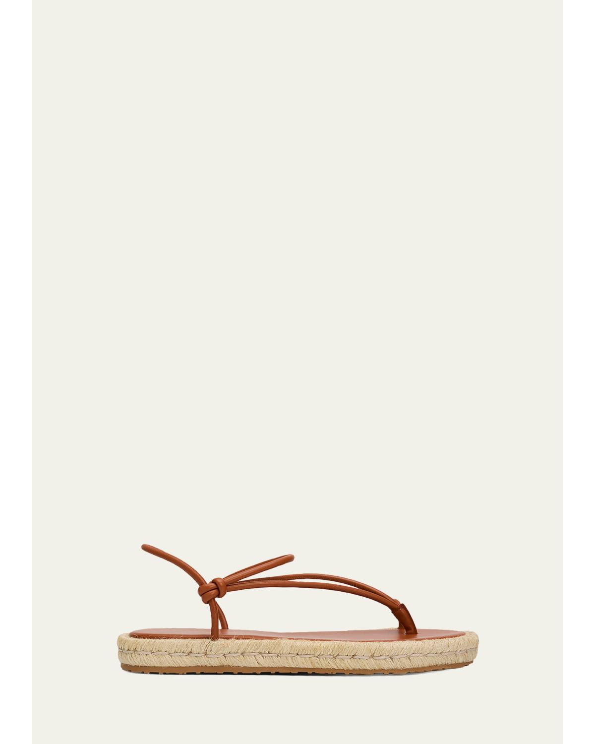 Nappa Leather Espadrille Thong Sandals