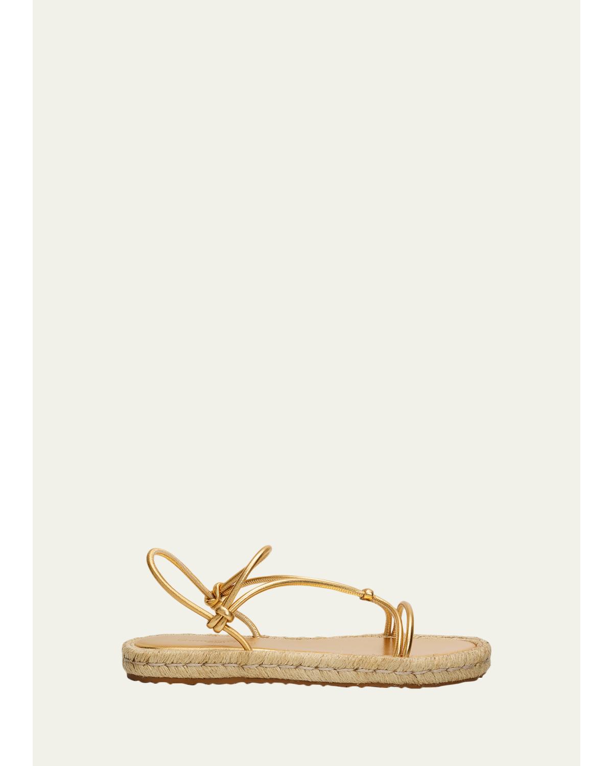 Metallic Nappa Leather Espadrille Sandals