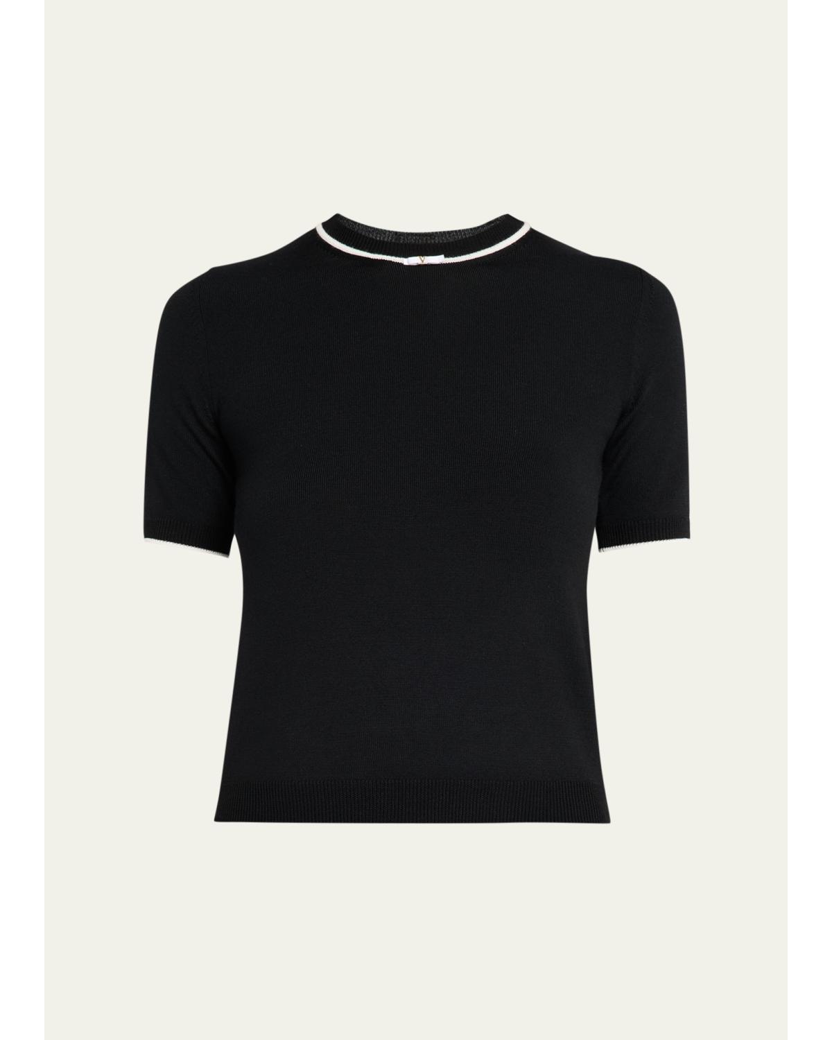 V-Logo Bow Short-Sleeve Sweater