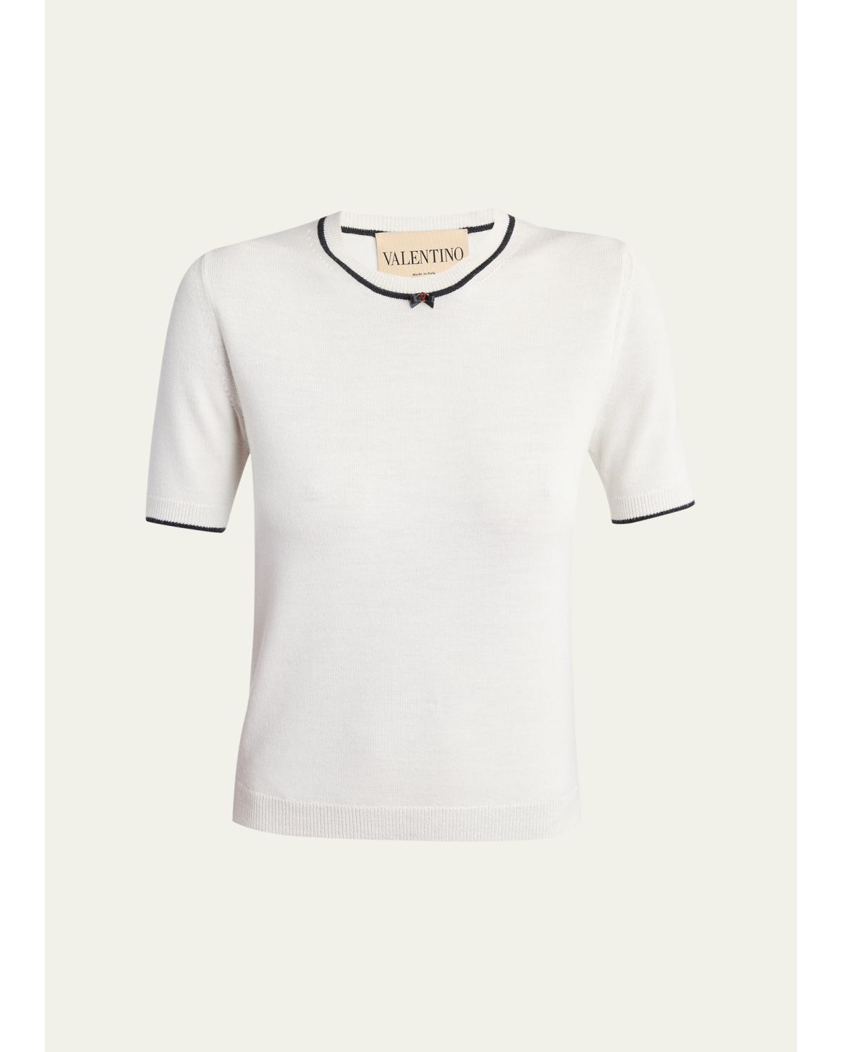 V-Logo Bow Short-Sleeve Sweater