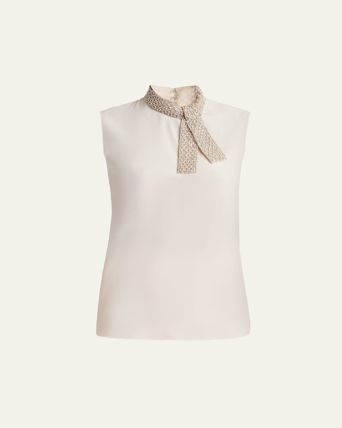 Valentino Silk Tie Neck Sleeveless Blouse In Vanilla