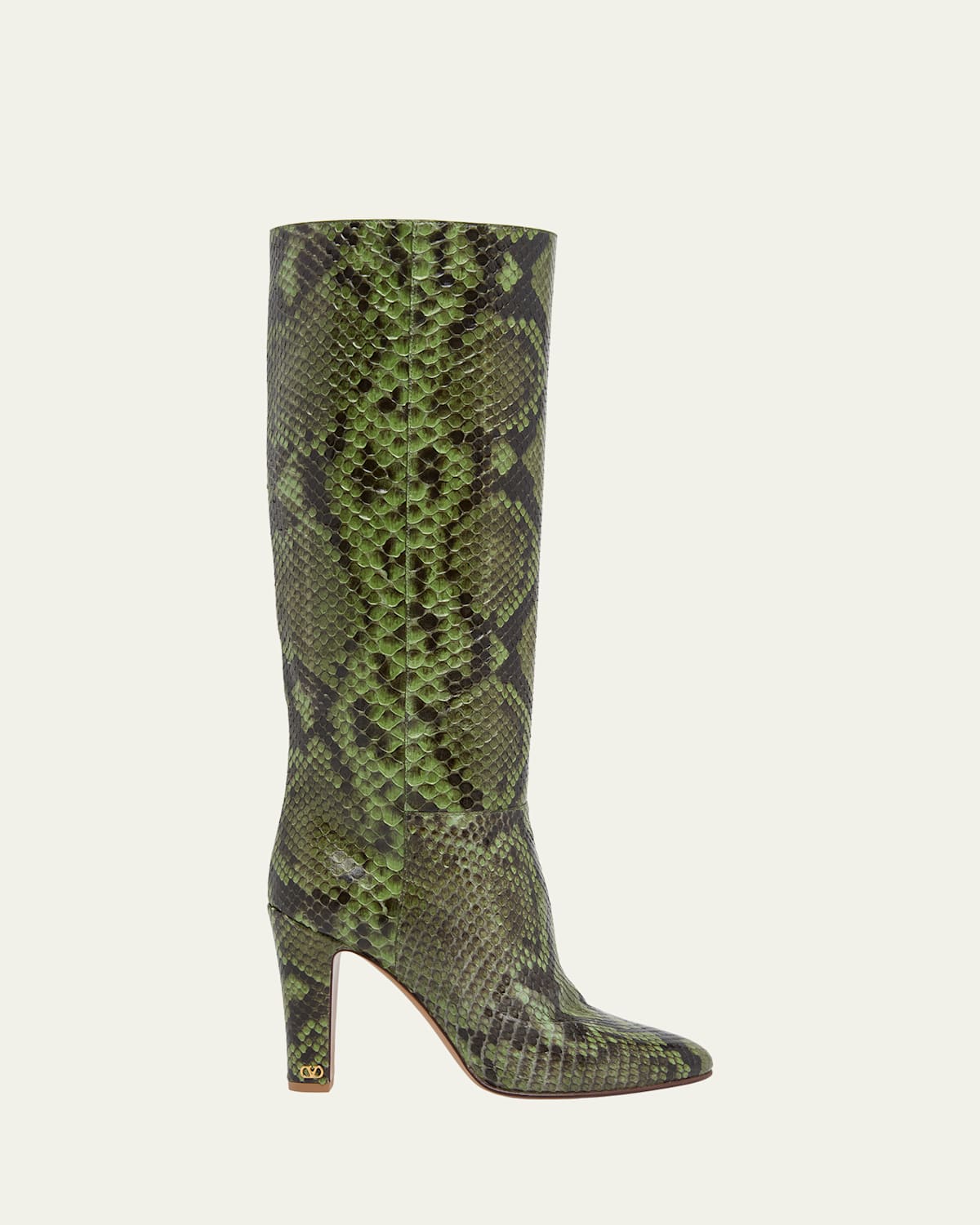 Valentino Garavani 85mm Pattie Snakeskin Knee-high Boots In Green