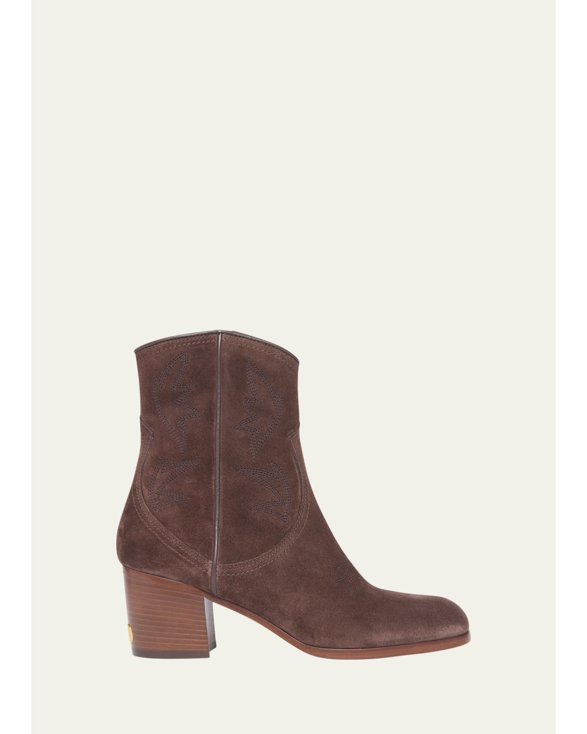 40mm Bard Embroidered Suede Ankle Boots