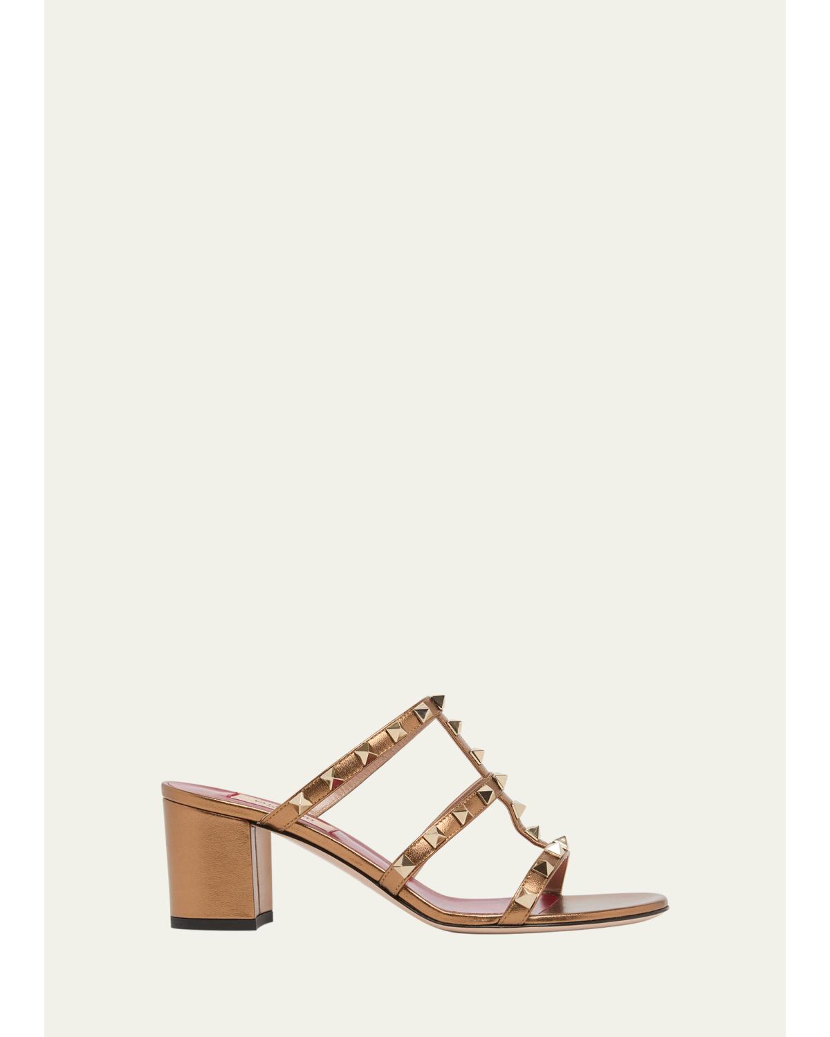 60Mm Rockstud Laminated Nappa Slide