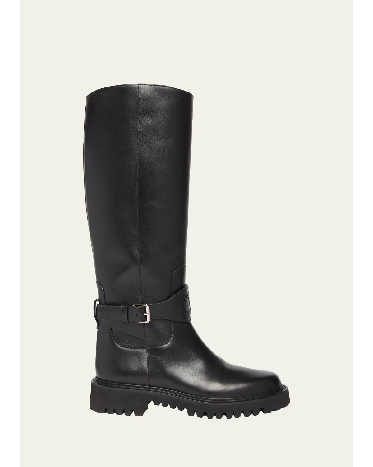 40mm VLogo Signature Leather Riding Boots