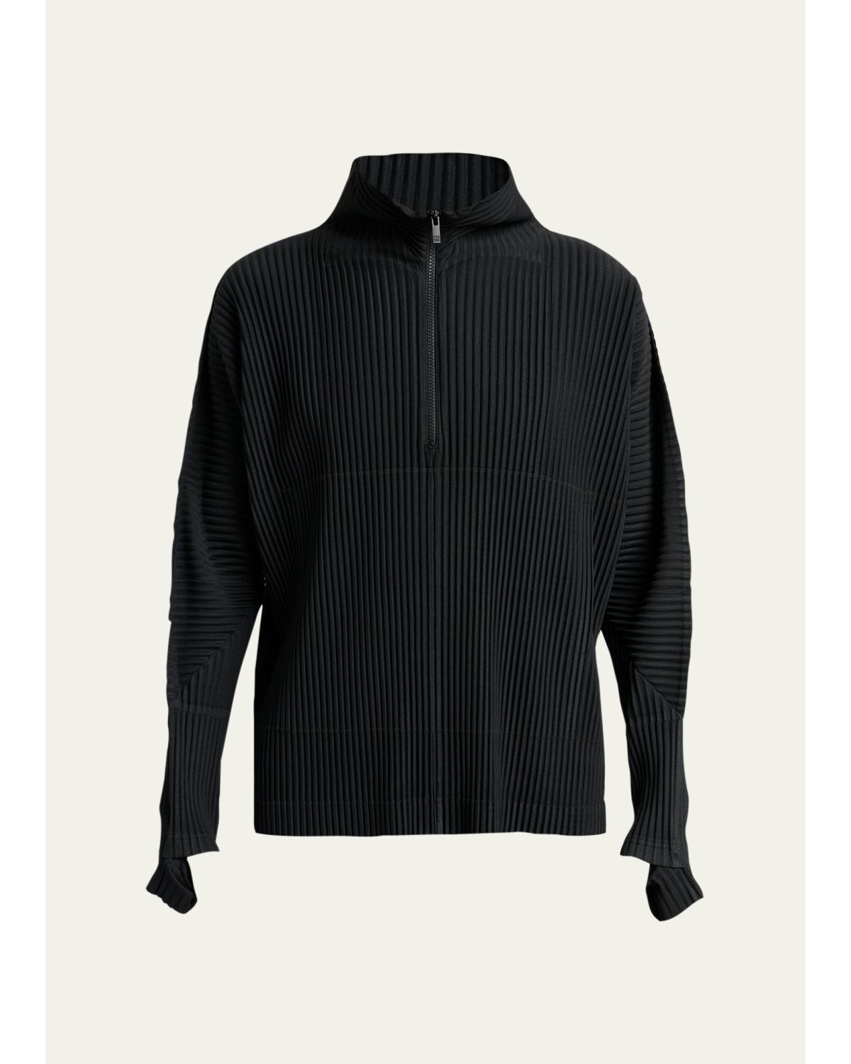Men'S Pleated Quarter-Zip Sweater