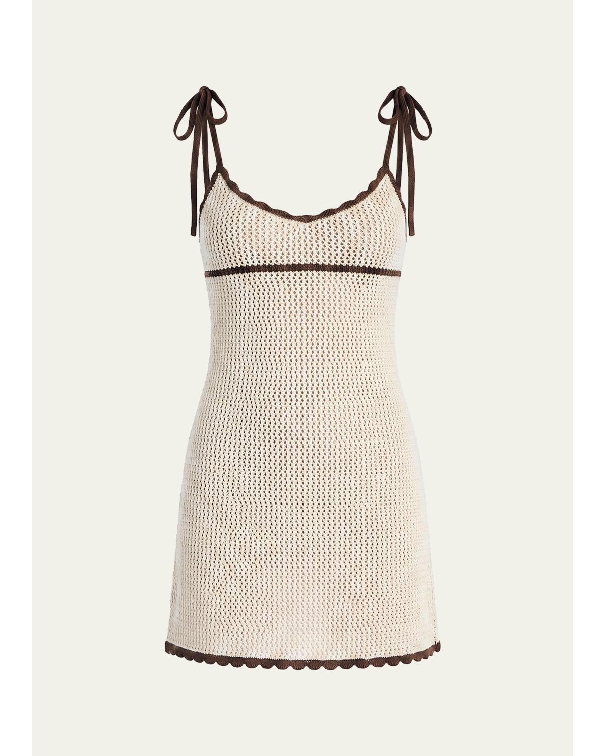 Malkie Crochet Tie-Strap Mini Dress