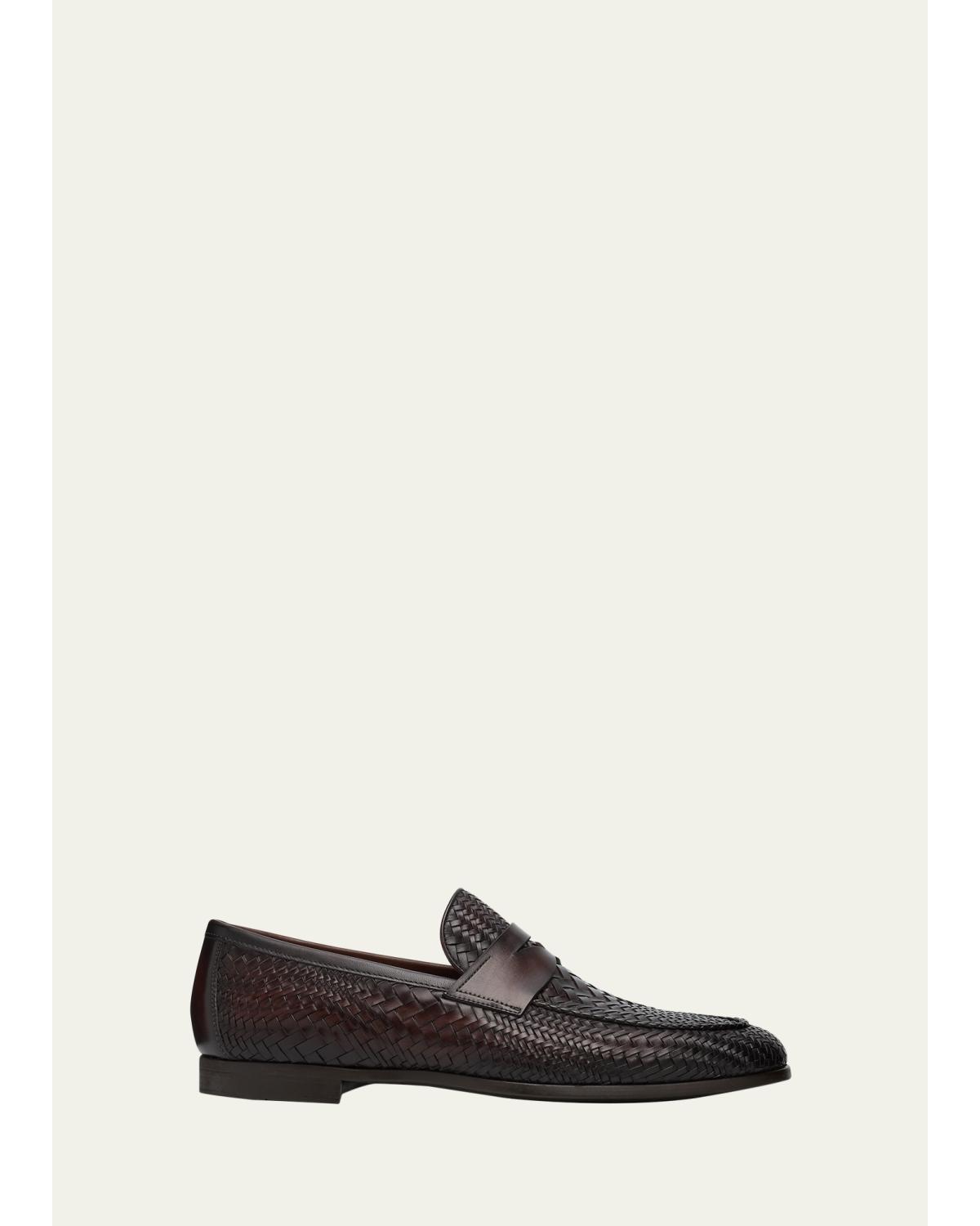 Men'S Halwell Woven Leather Penny Loafers