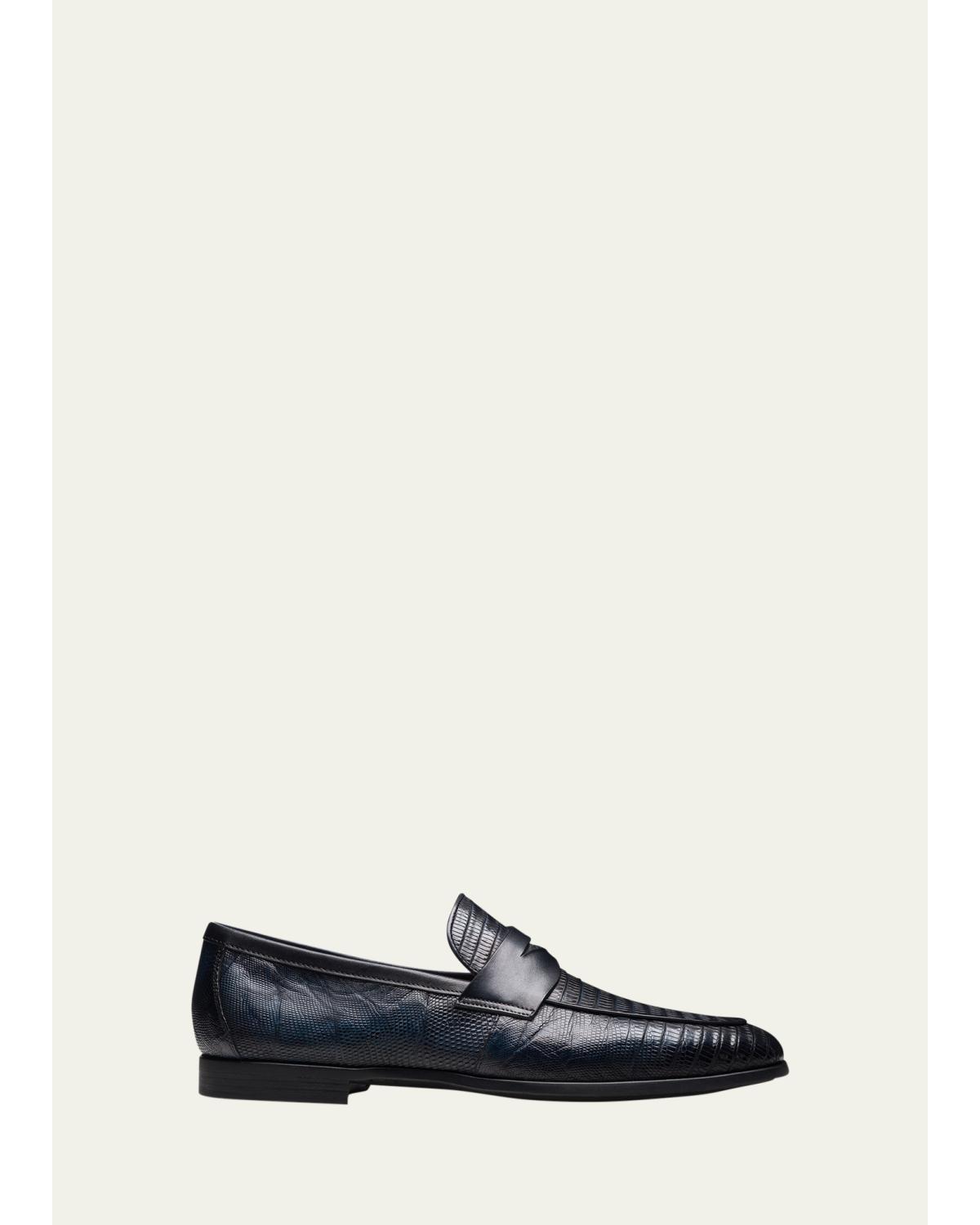 Vincente Lizard Leather Penny Loafers