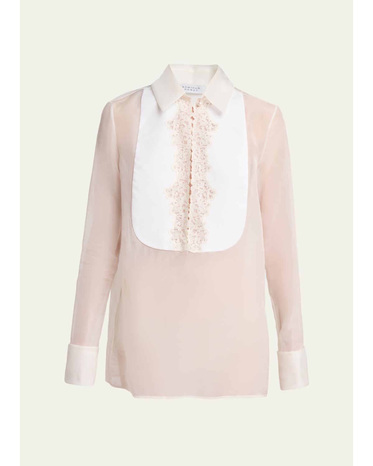 Oriana Silk Organza Bib Blouse