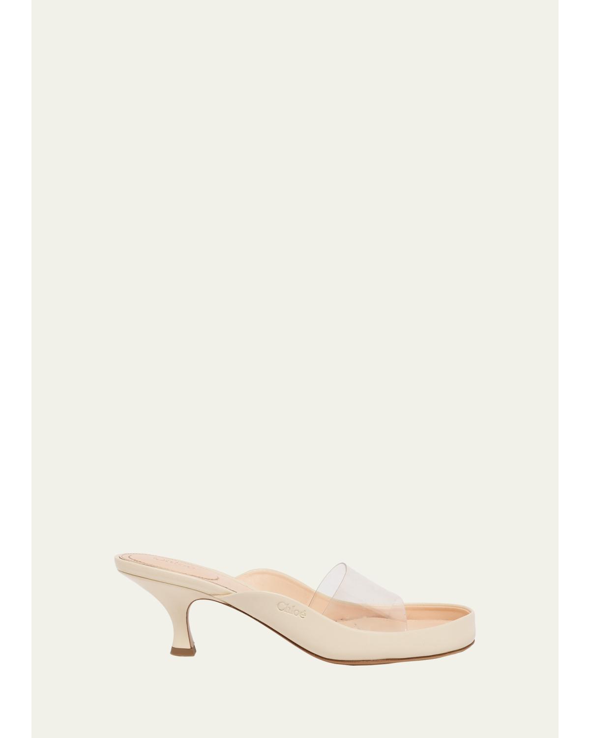 55Mm Pvc Strap Leather Mule Sandals