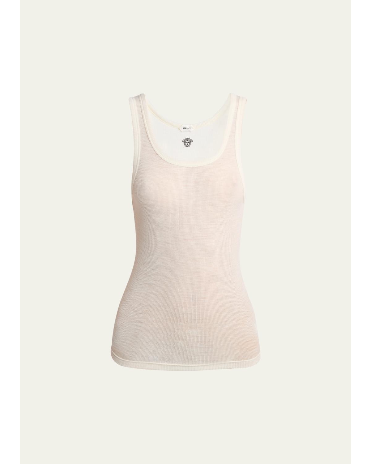 Scoop-Neck Ribbed Wool Tank Top