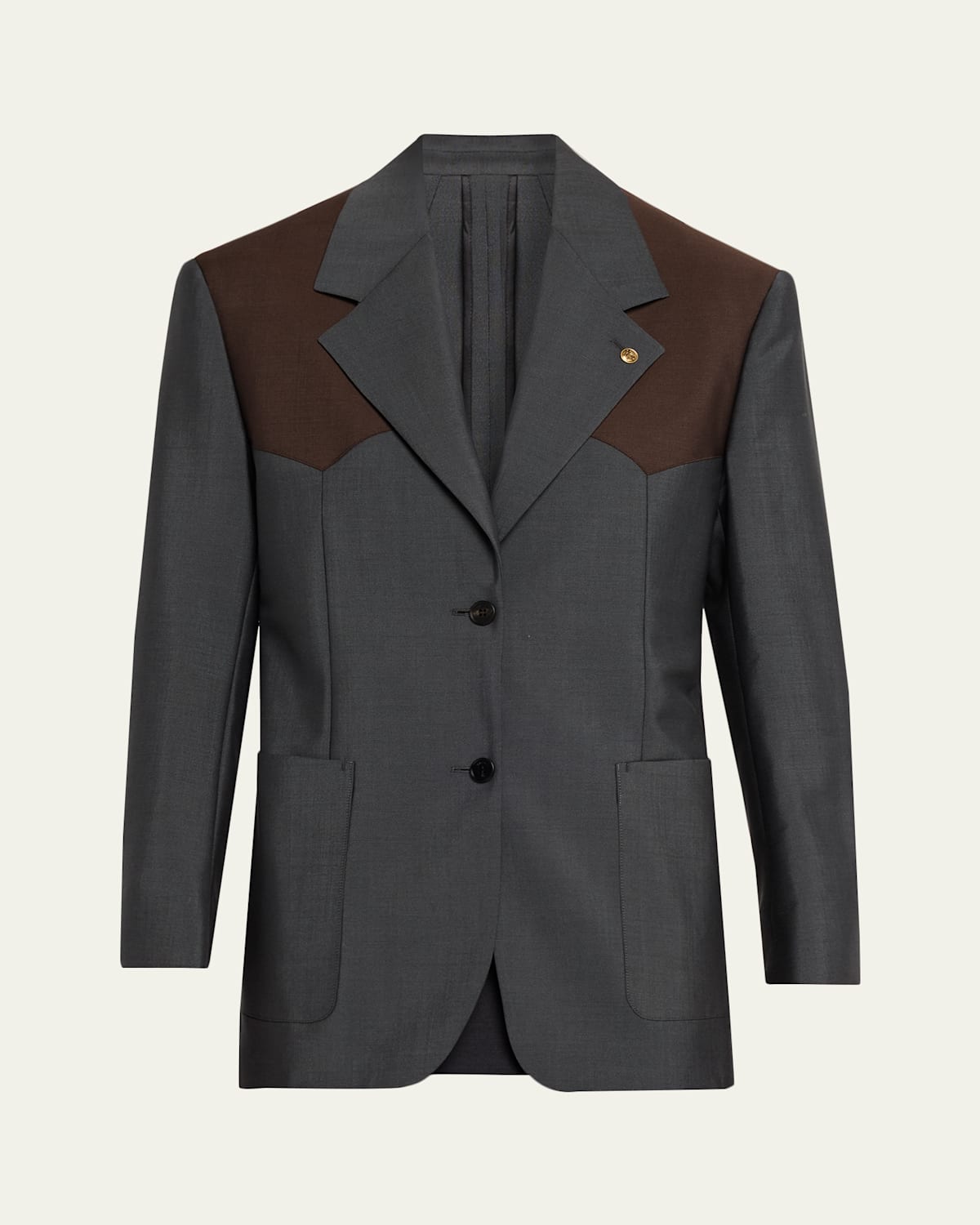 Versace Wool Colorblock Jacket In Gray