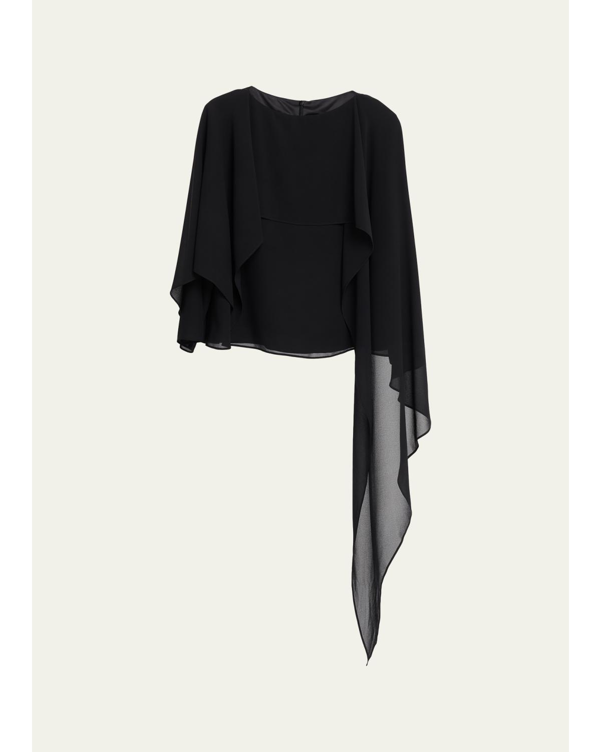 Asymmetric Draped Chiffon Top
