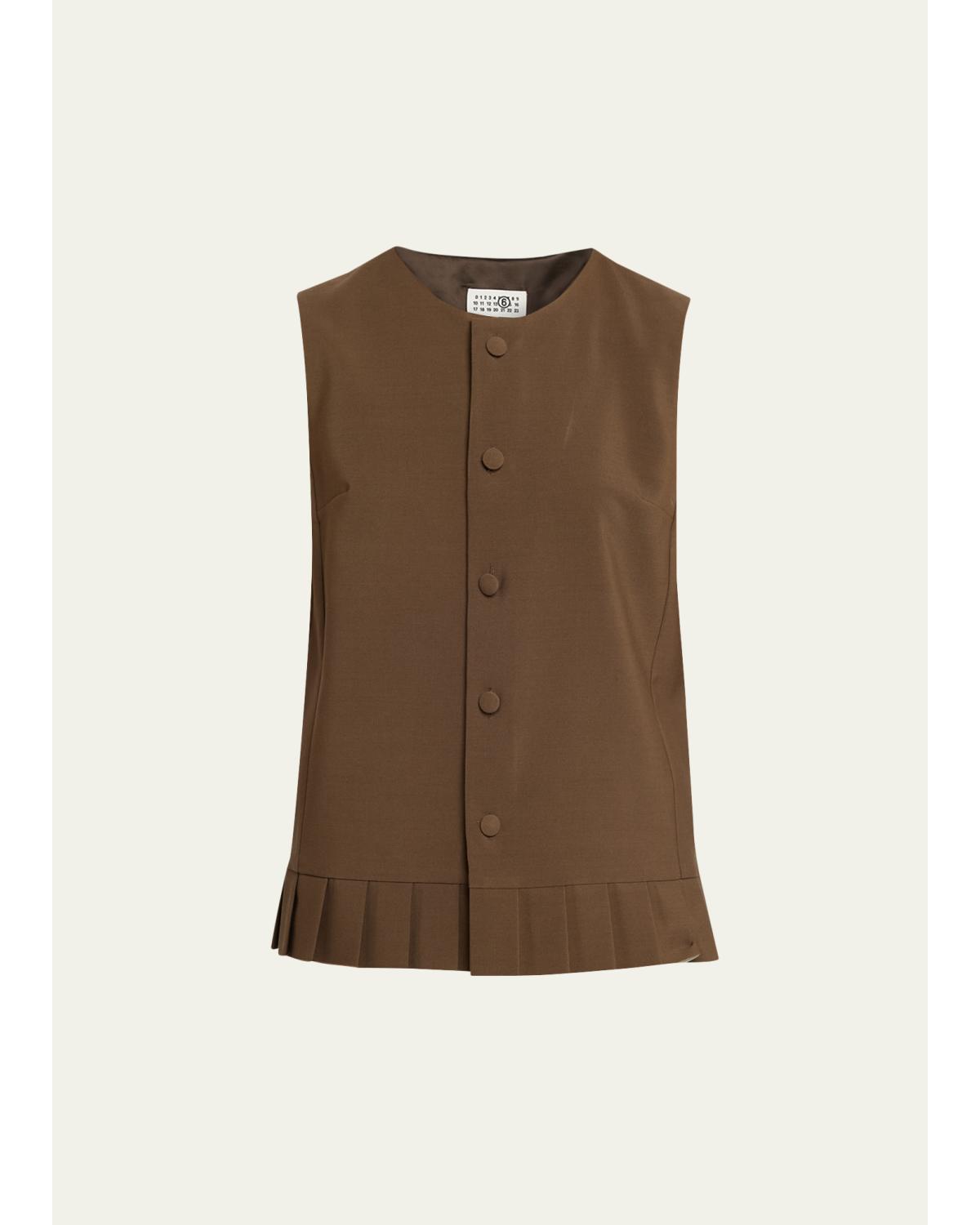 Pleated Button-Front Top
