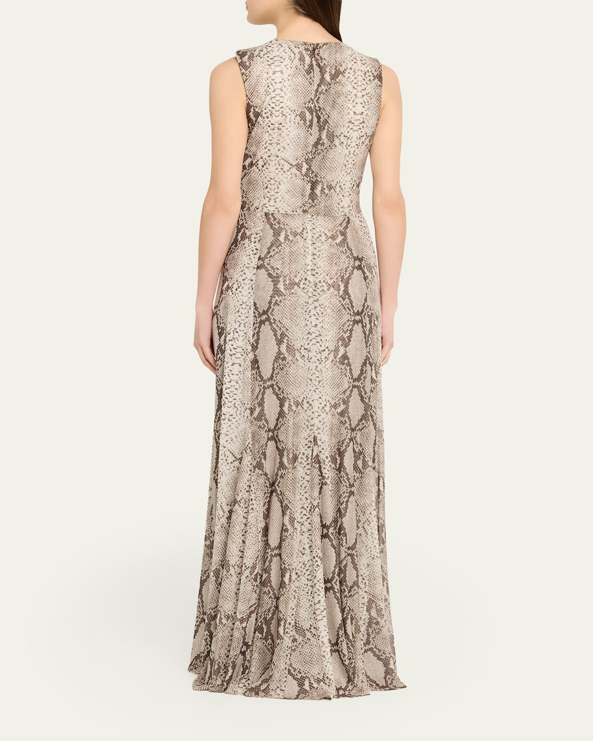 Uzina Sleeveless Python-Print Maxi Dress