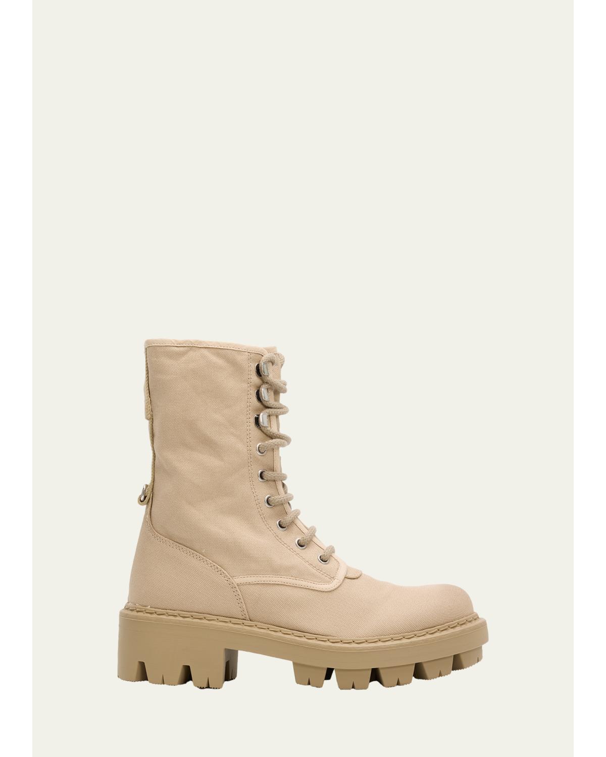 Canvas Ankle Combat Boots