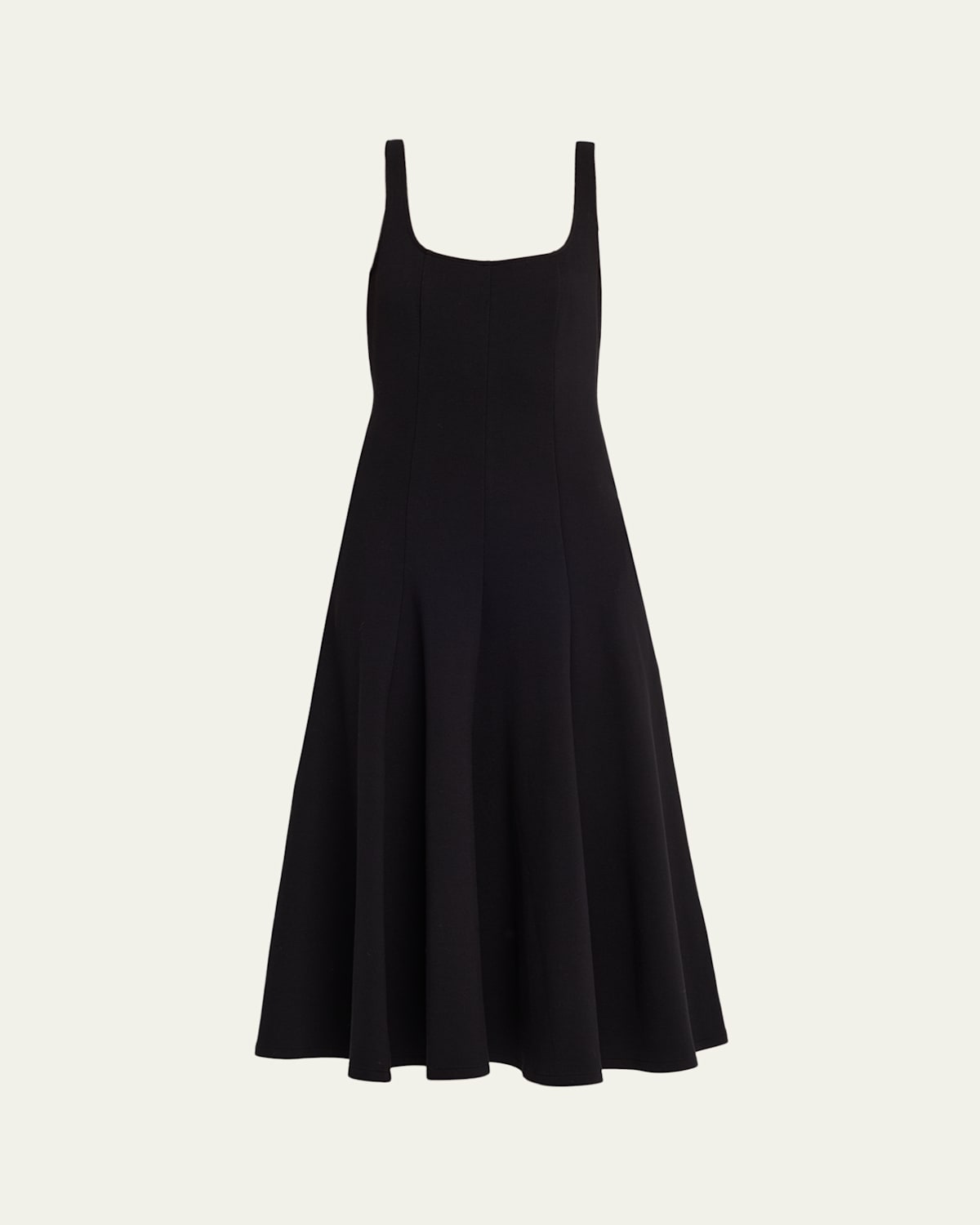 Seamed Square-Neck Knit Midi Dress