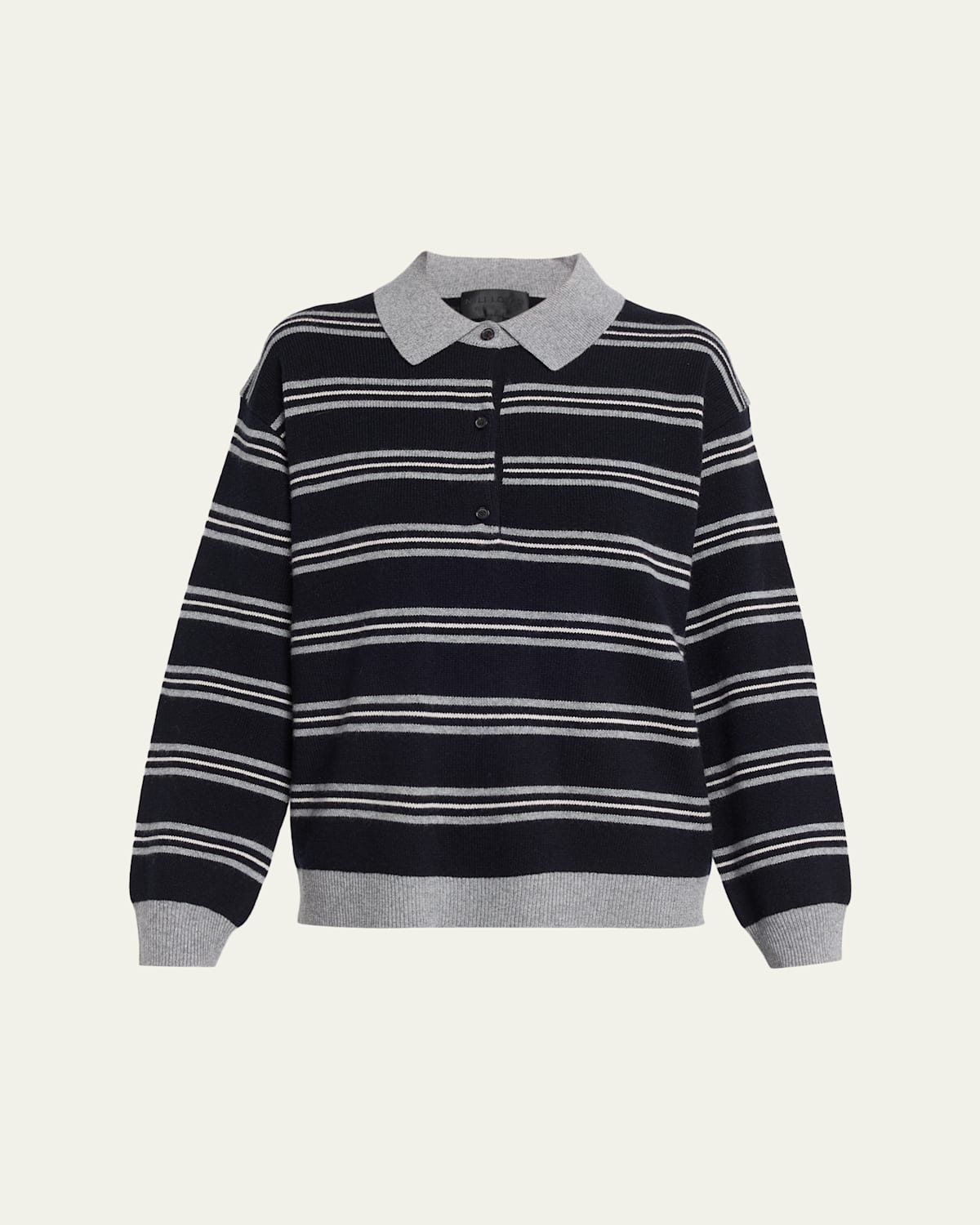 Nili Lotan Galvez Striped Cashmere Polo Sweater