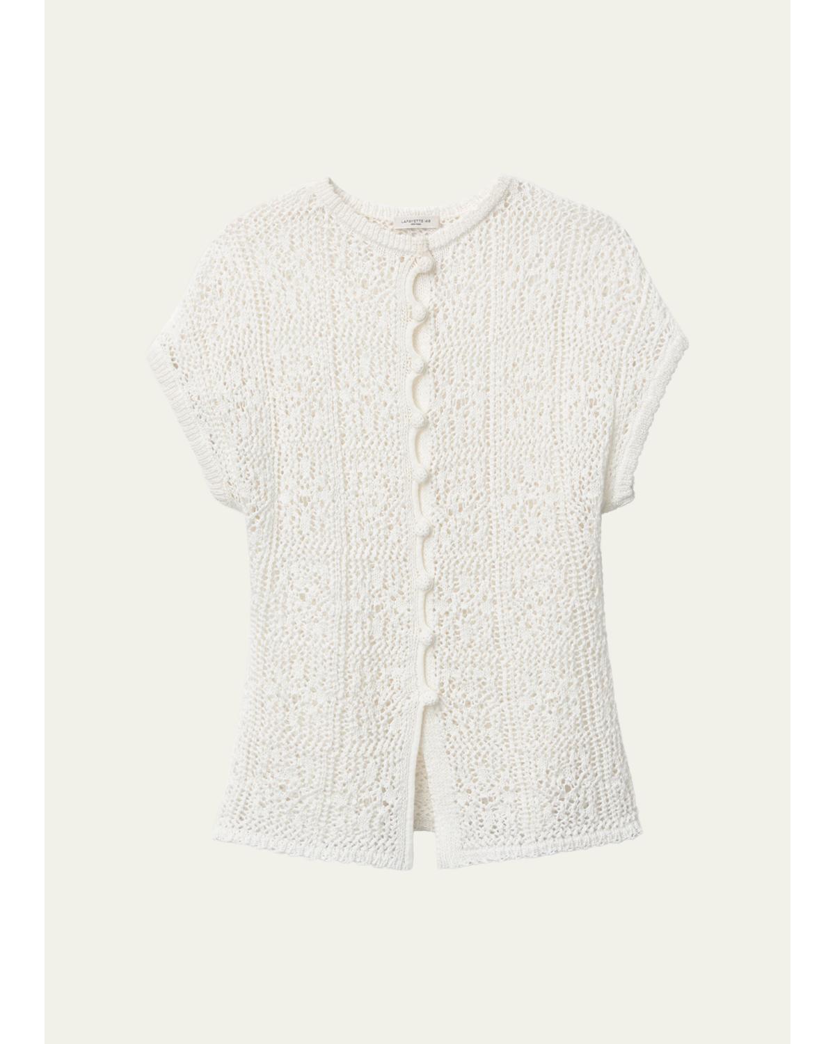 Lace-Stitch Cotton Sweater