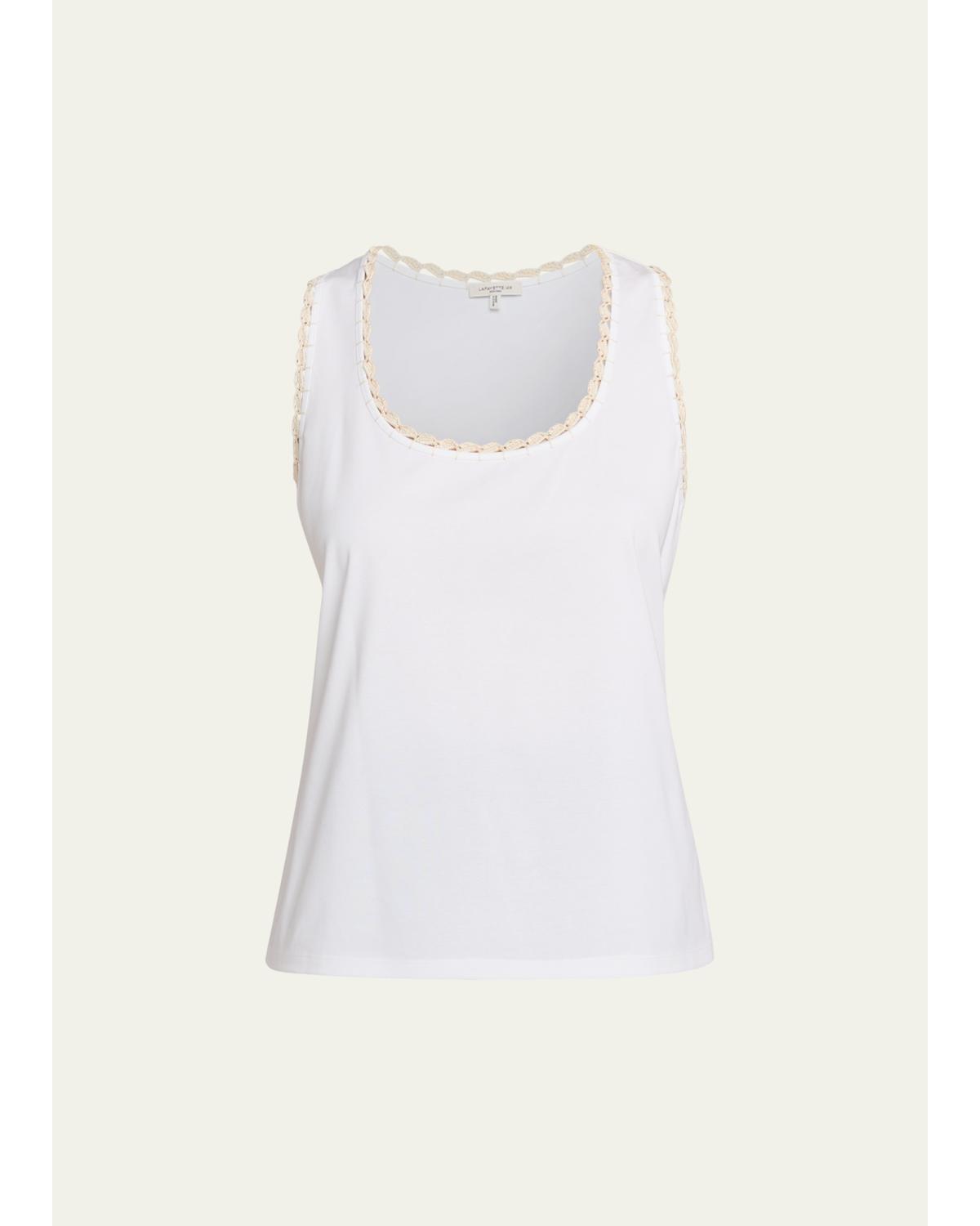 Crochet-Trim Cotton Rib Tank Top