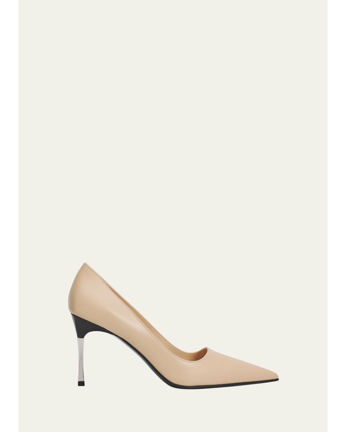 85Mm Trinity Leather Pointed-Toe Pumps