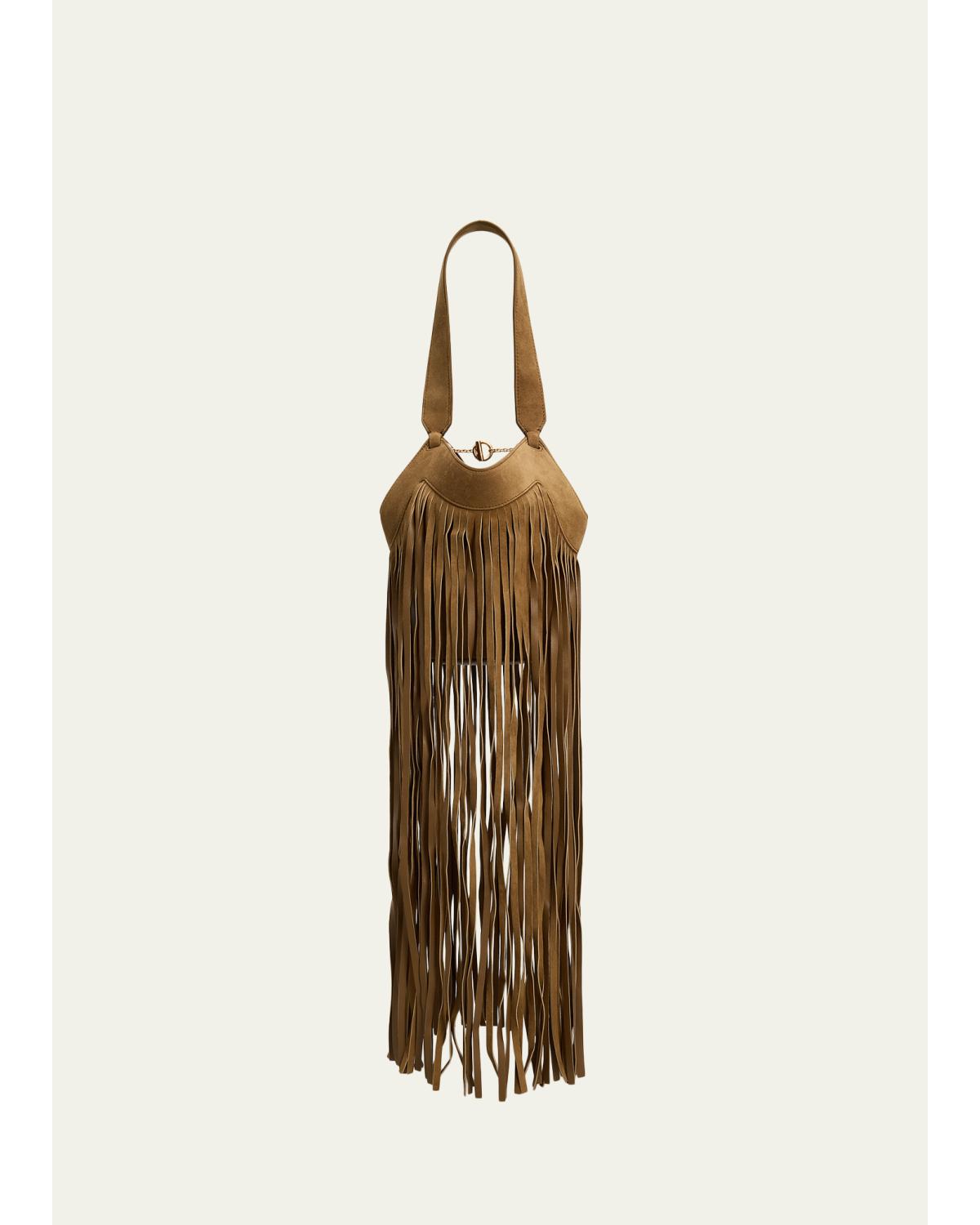 Lotus Nano Fringe Suede Tote Bag