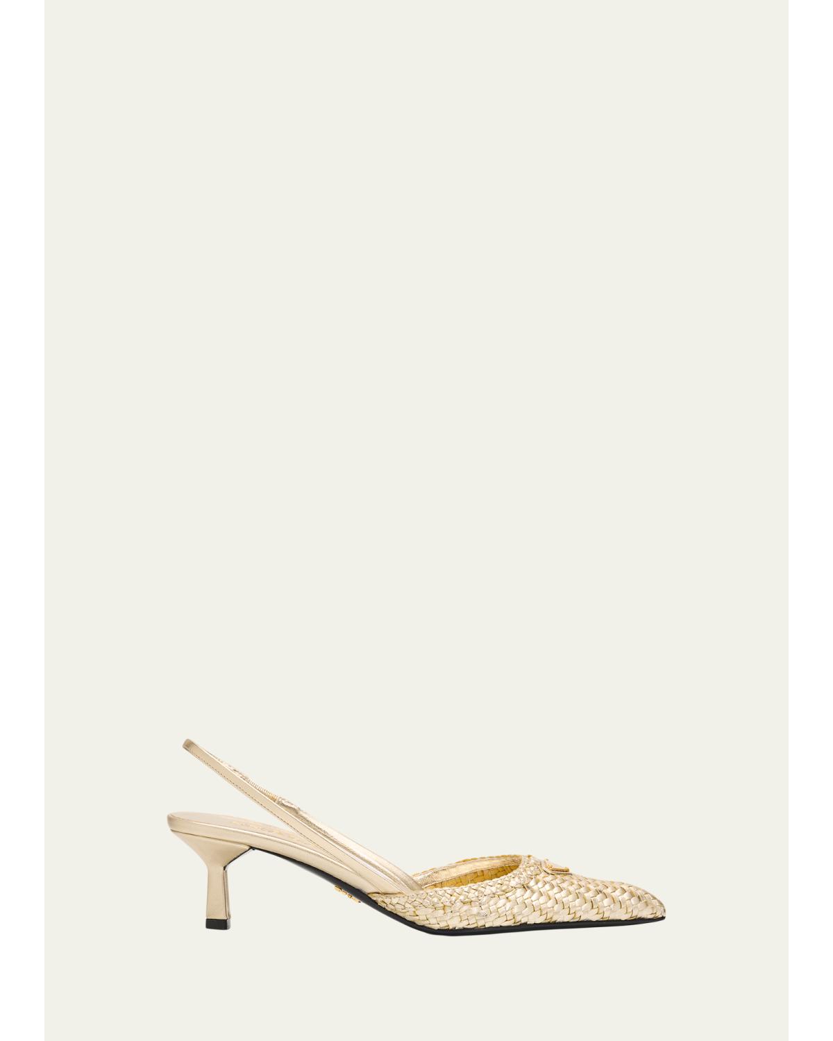55Mm Triangle Logo Woven Slingback
