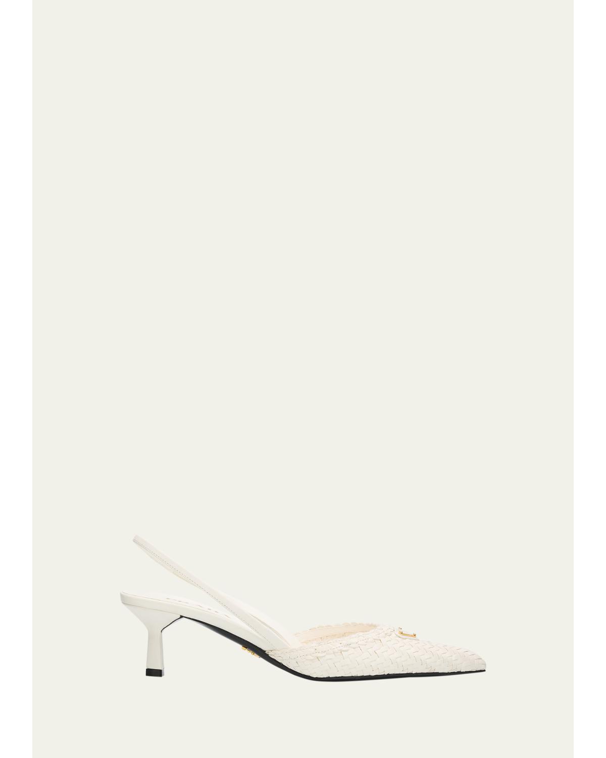 55Mm Triangle Logo Woven Slingback