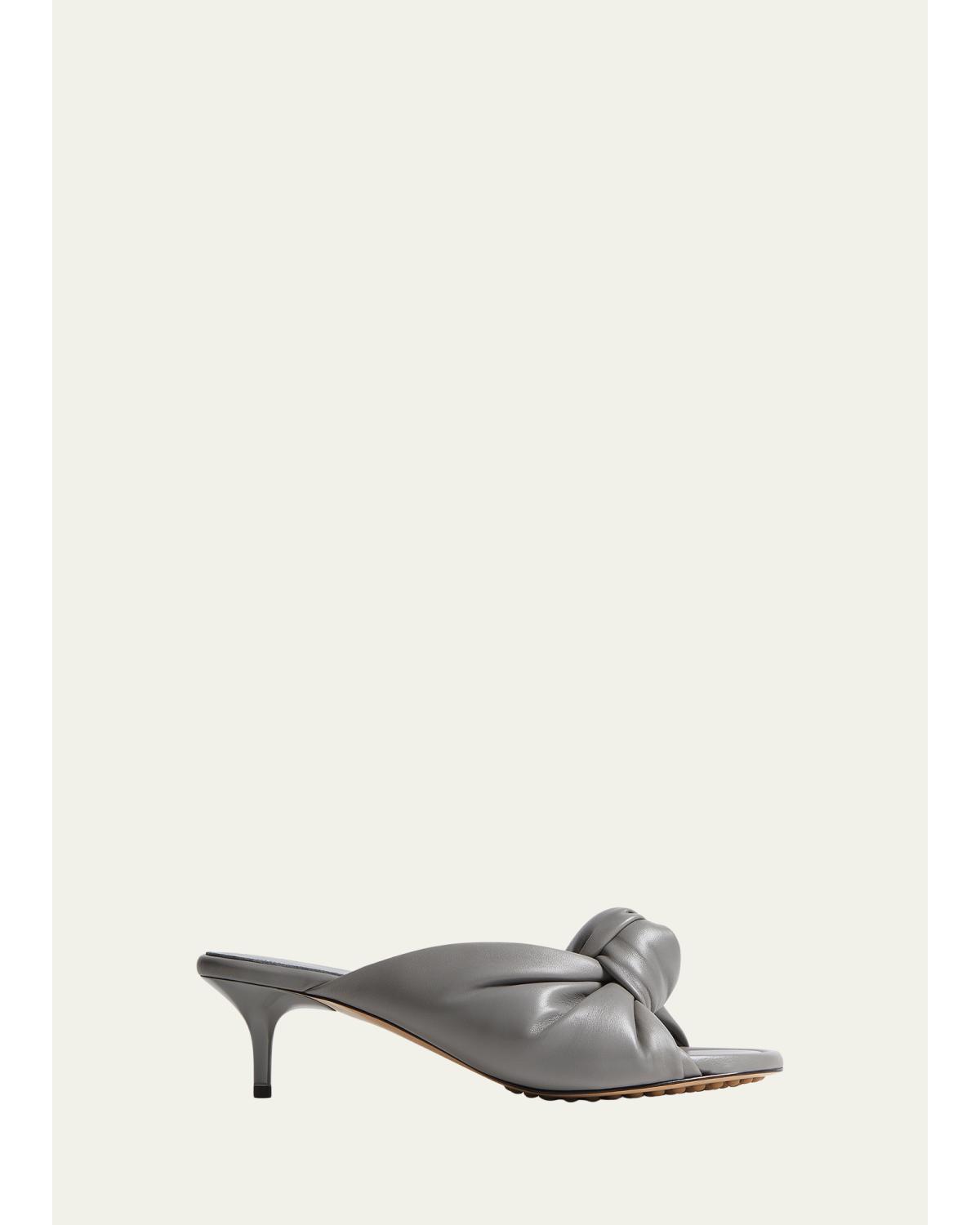 35Mm Cherry Knotted Leather Mule Sandals