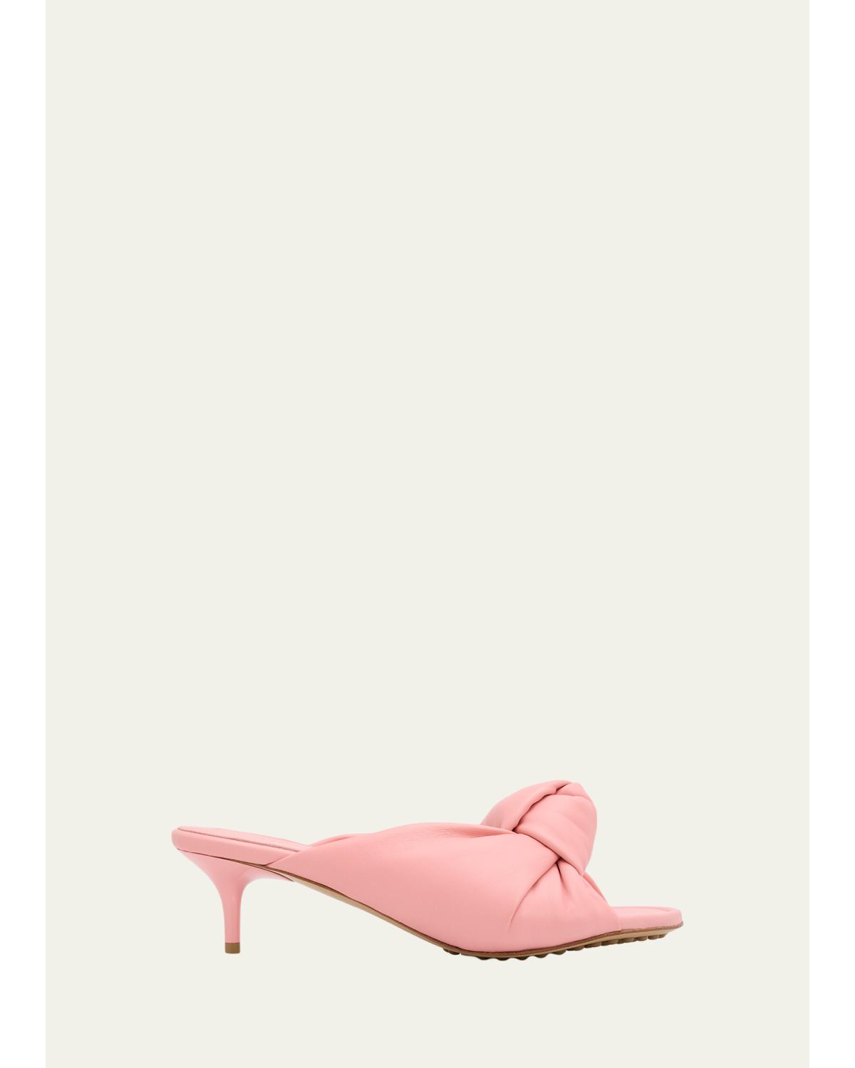 35Mm Cherry Knotted Leather Mule Sandals