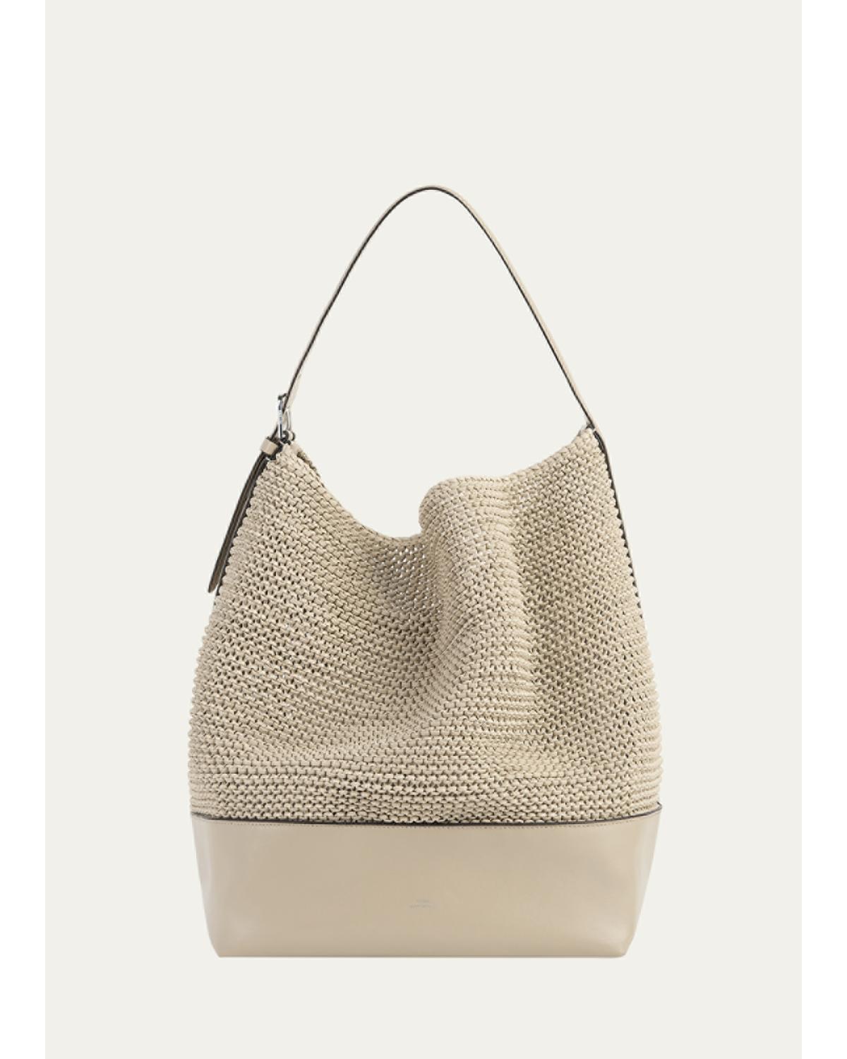 Belted Woven Leather Tote Bag