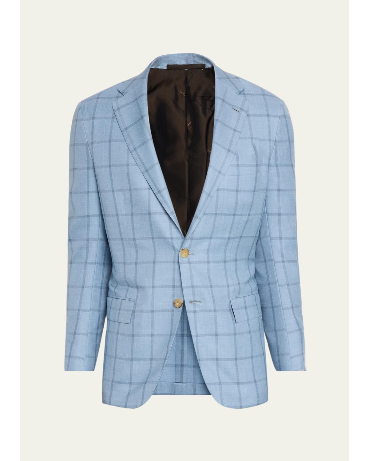 Men'S Windowpane Check Cashmere Sport Coat