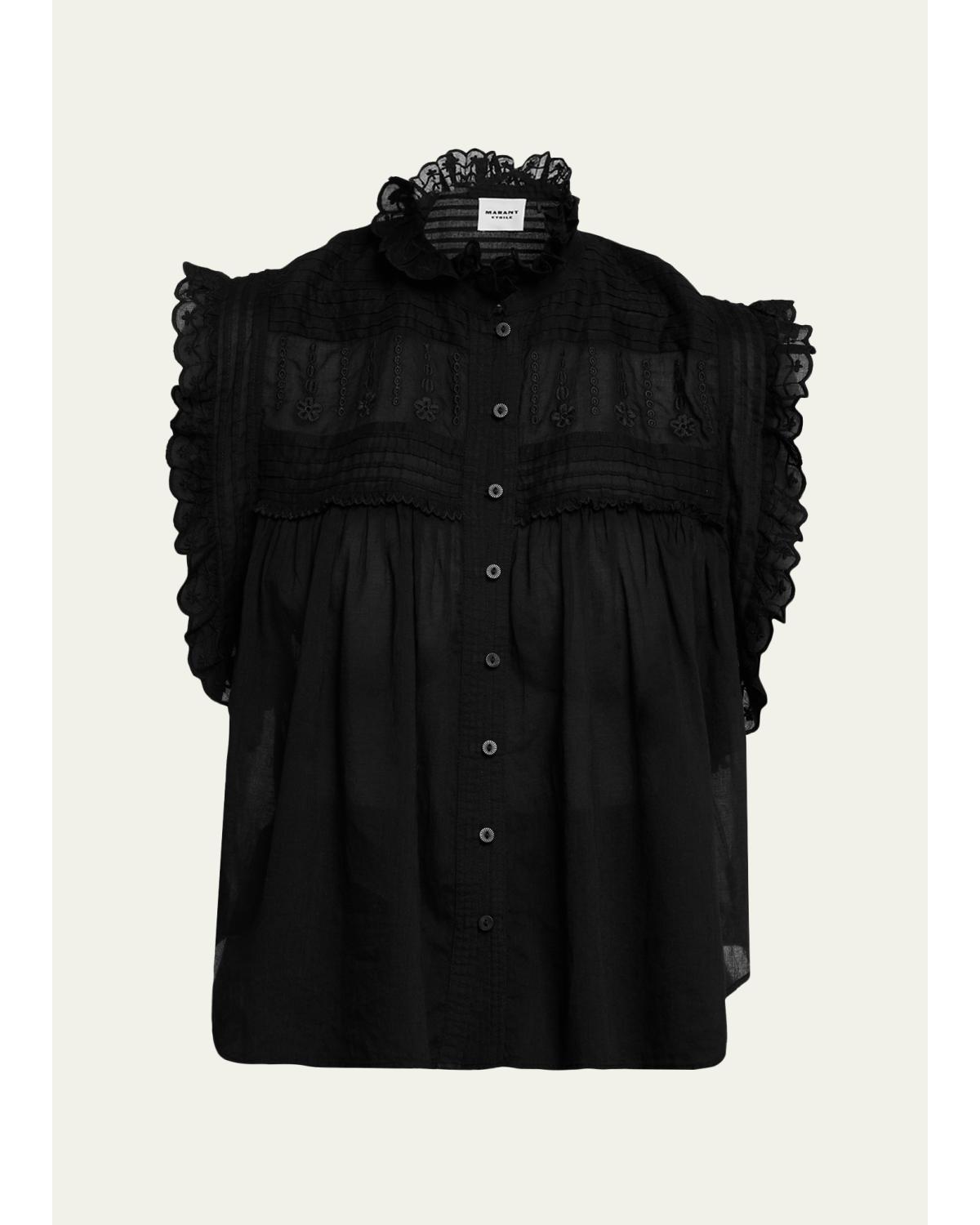 Dersia Embroidered Voile Top