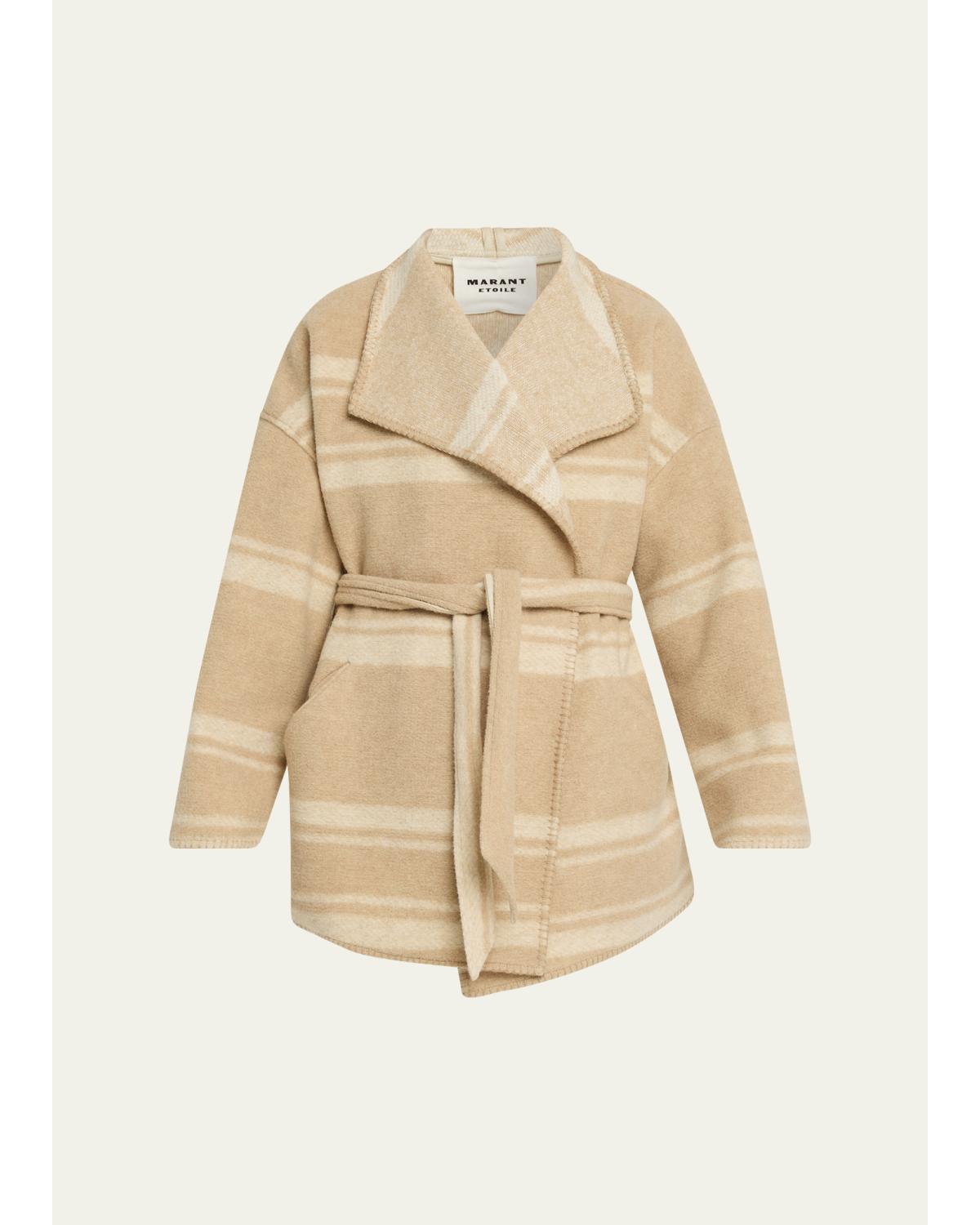 Brea Striped Wrap Coat
