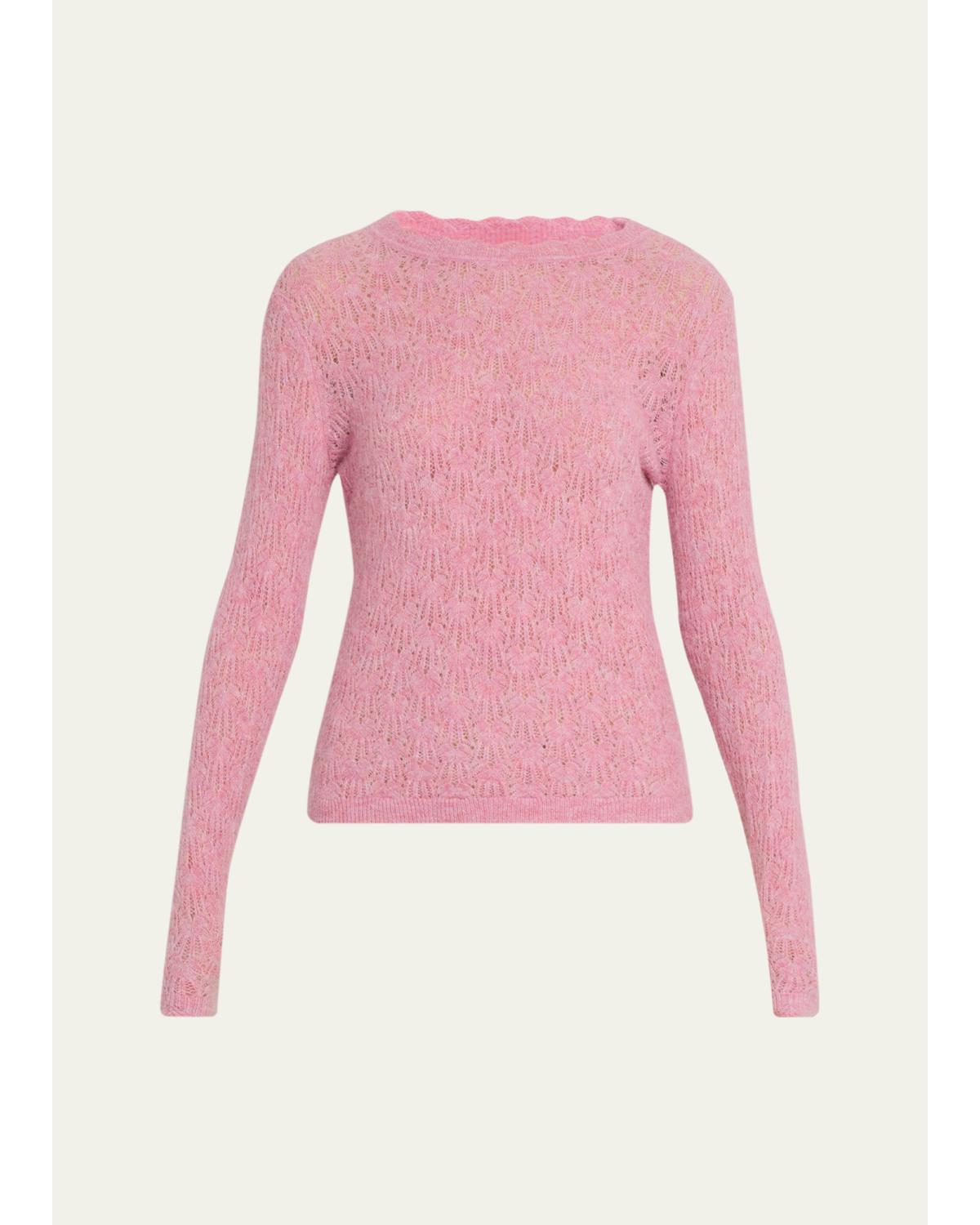 Obeline Scalloped Neck Open-Knit Sweater