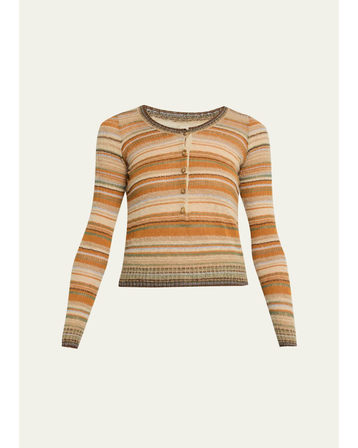 Frederica Striped Linen-Blend Top