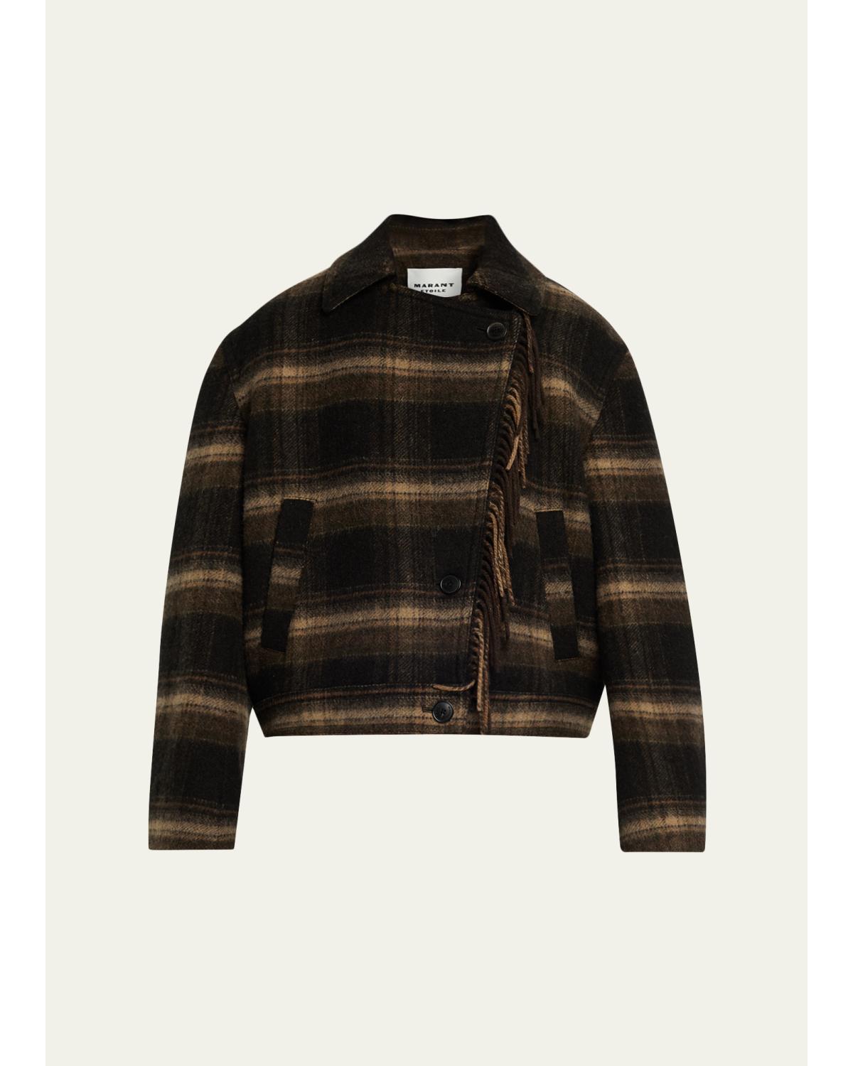 Galeane Plaid Wool Crop Jacket