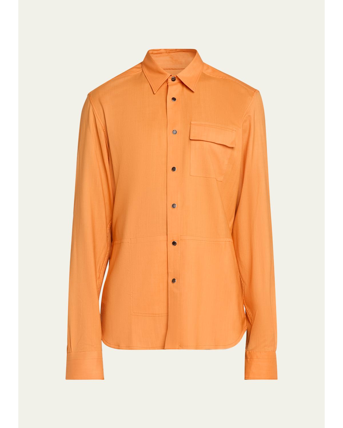 Men'S Cashmere Pocket Snap-Placket Shirt